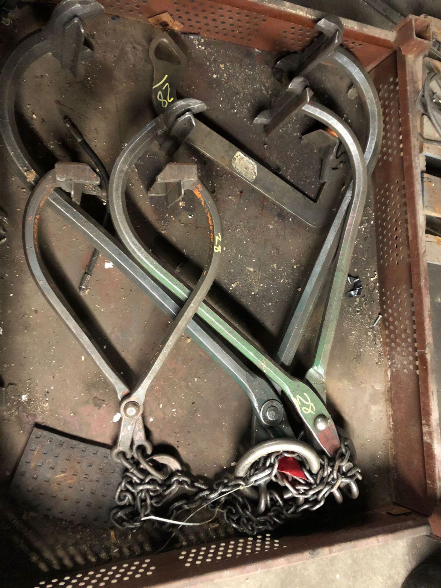 Steel Bin of Overhead Steel Tongs. - Image 2 of 2