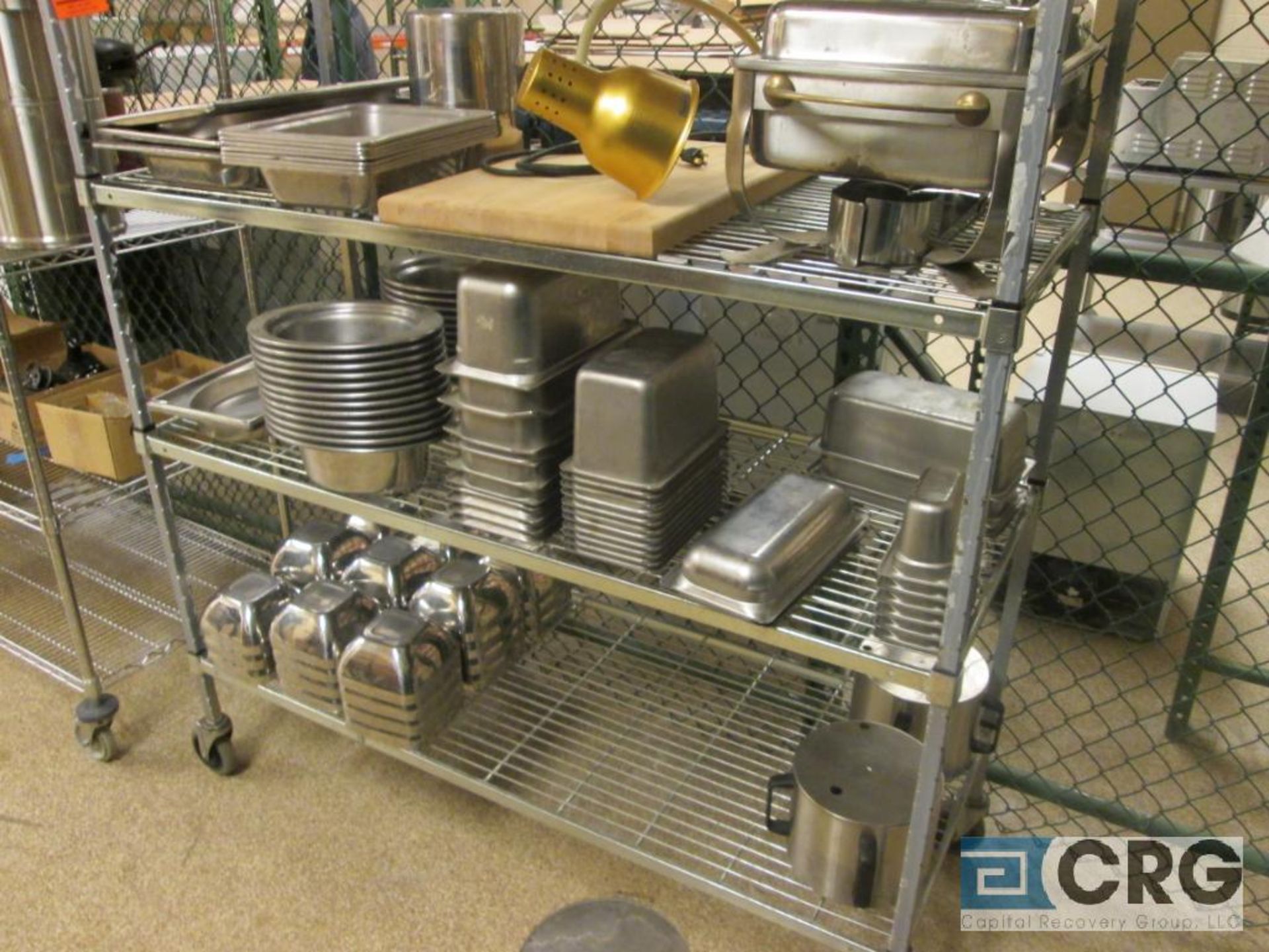 Lot, includes - 3 asst portable Metro racks with contents - asst coffee pots, dispensers, chafers, - Image 4 of 4
