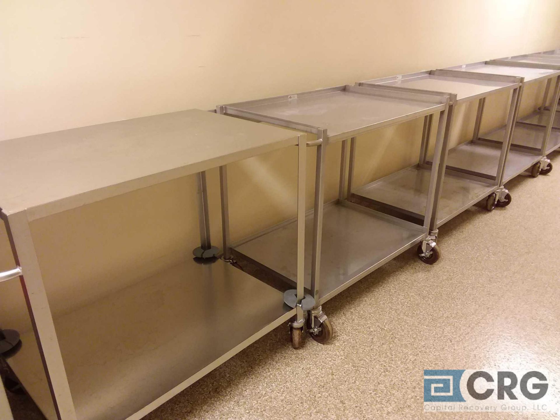 Lot of (12) asst Lakeside 2-tier stainless cleanlab pushcarts (basement)