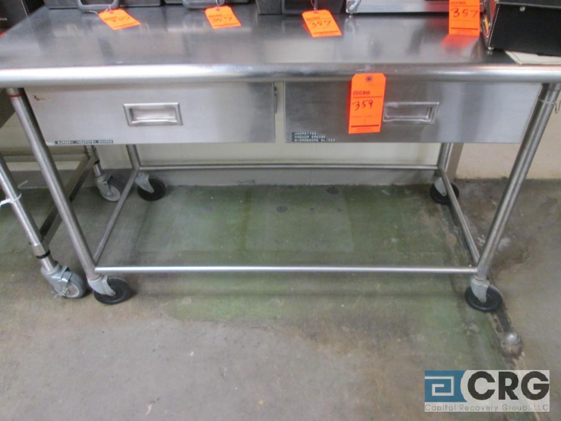 Lot of (3) assorted stainless steel tables, (4) assorted stainless steel carts, (3) Rubbermaid - Image 2 of 7