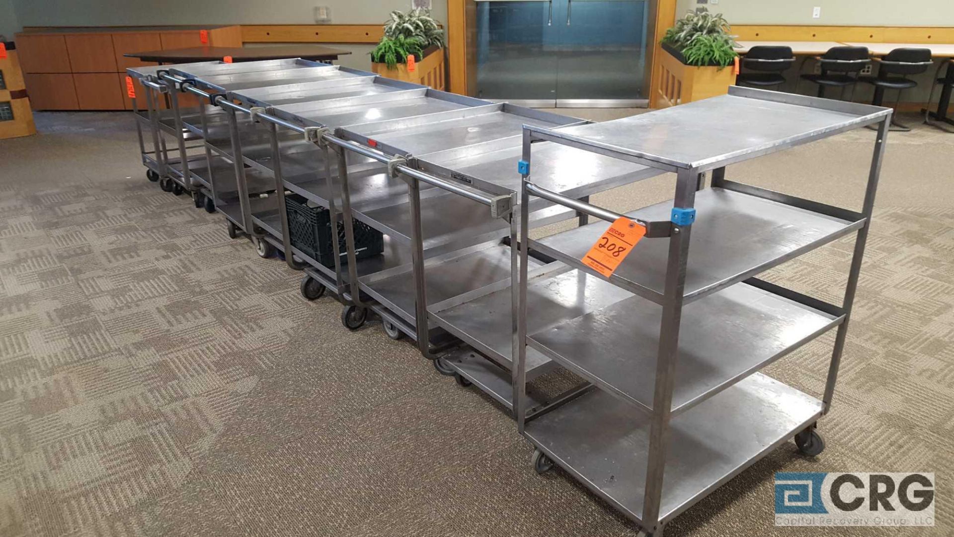 Lot of (9) assorted stainless steel carts (cafe)