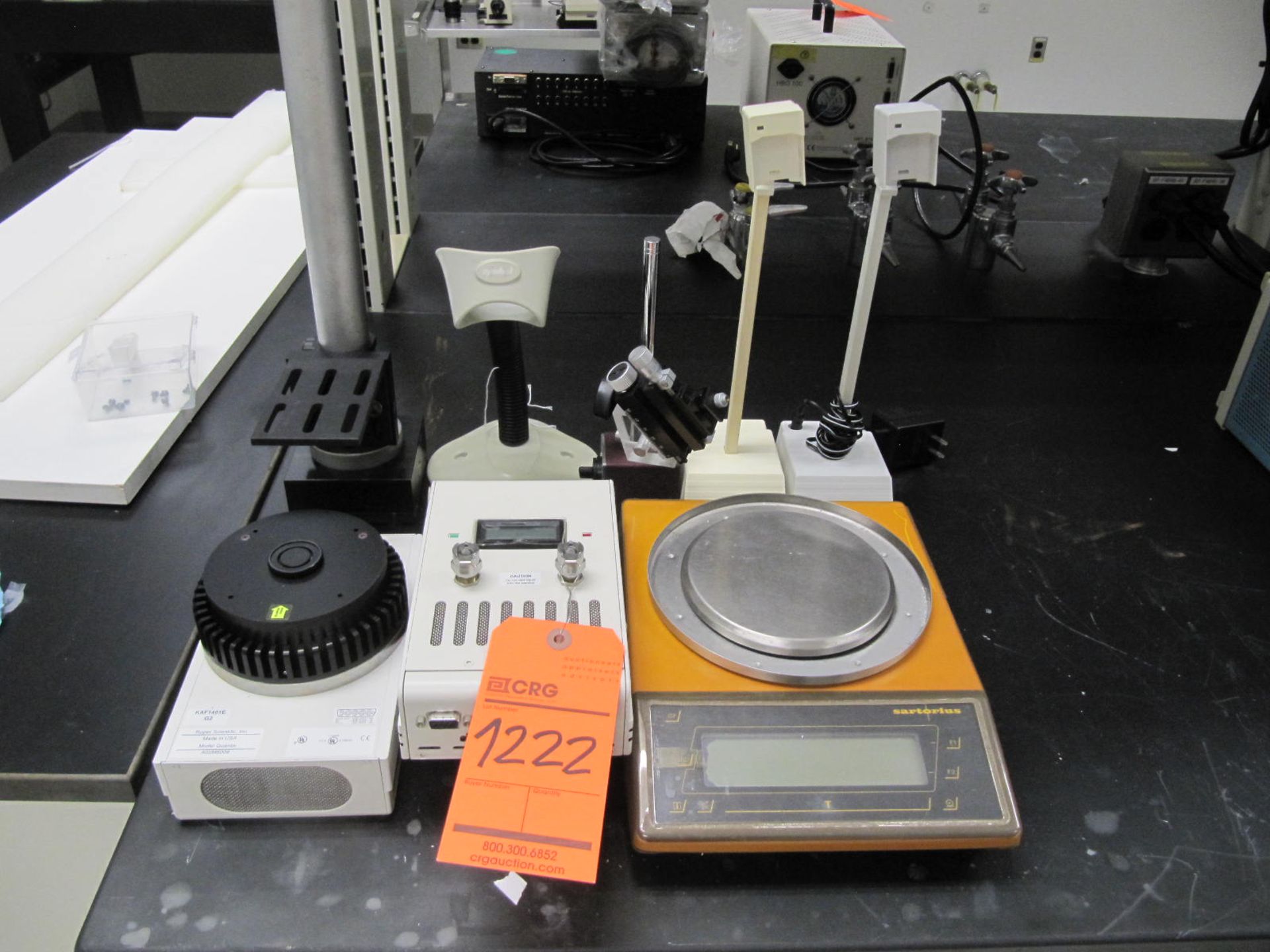 Lot including: Satorious scale, (2 Quantix photometers, (5) stands, located in building 5, 4th