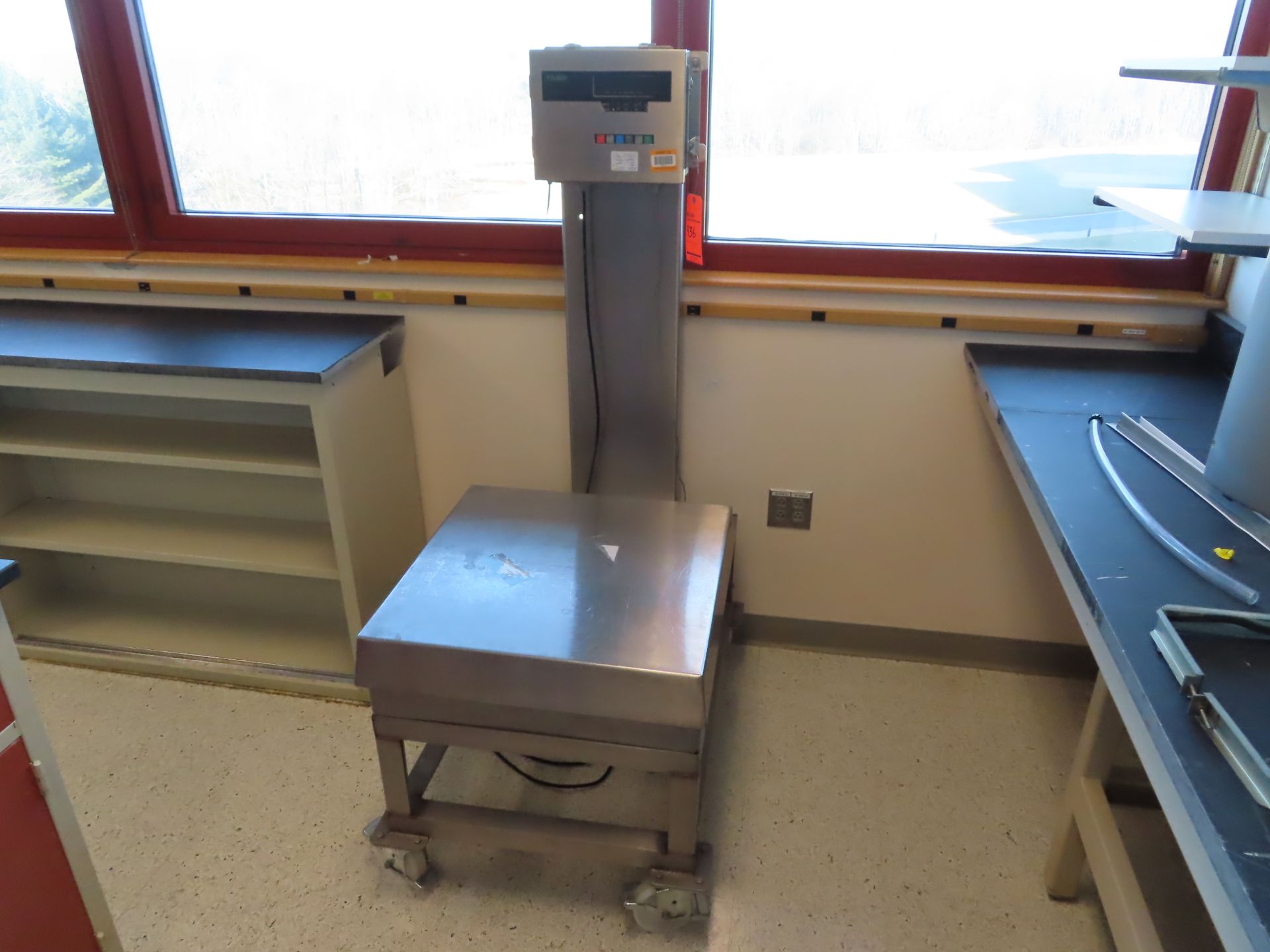Toledo stainless steel 8140 platform scale, 2' X 2', located in D wing, 3rd floor, room 384A