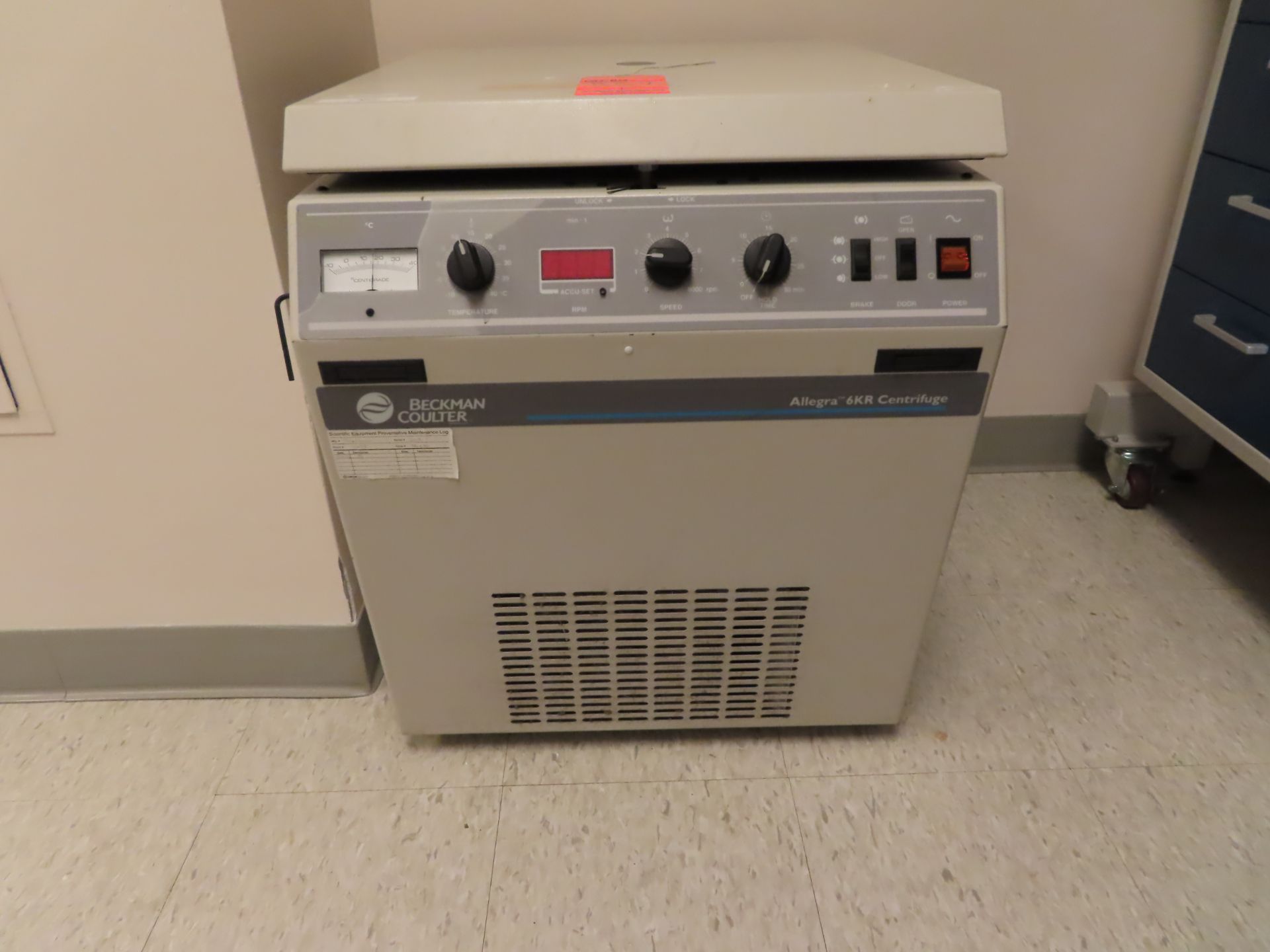 Beckman Coulter Allegra 6KR centrifuge, located B wing, 3rd floor, room 356A