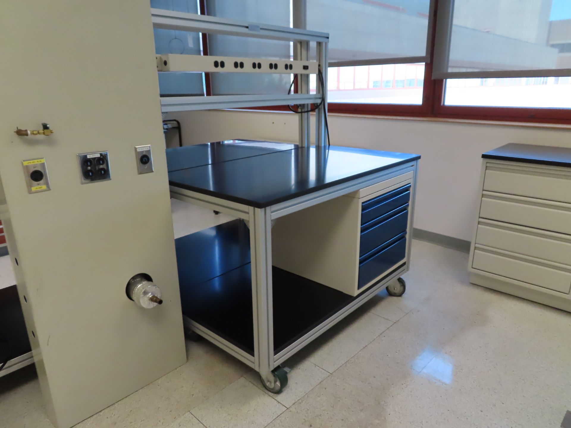 Lot of (3) Kewaunee Scientific mobile lab counters, (2) have 3 drawers, 54" X 30", all have electric - Image 2 of 2