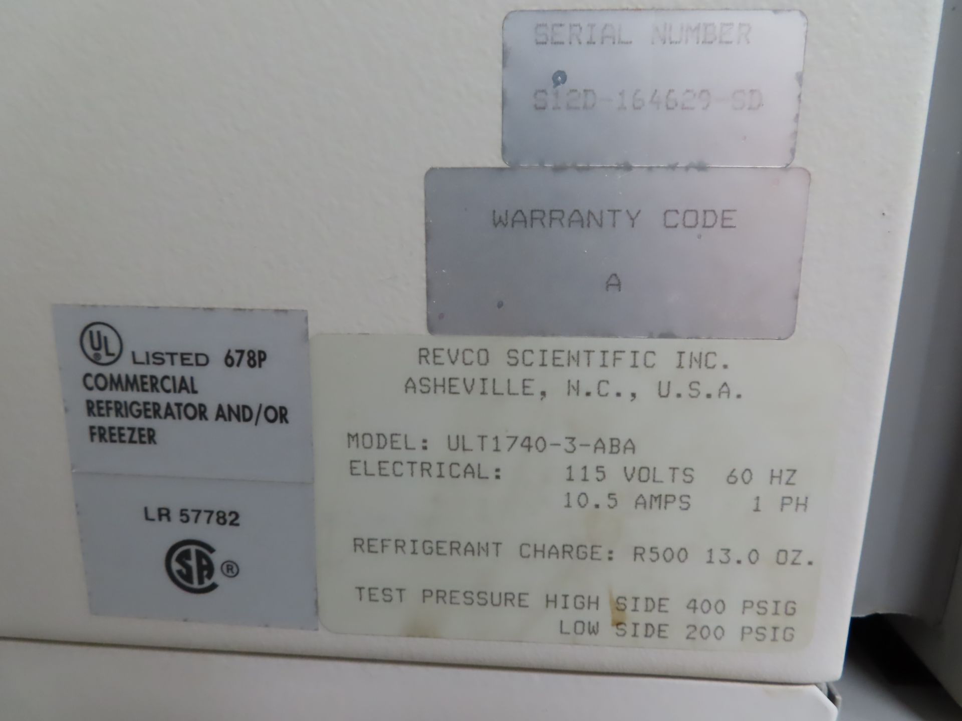 Revco ULT1740-3-ABA Biomedical freezer, s/n S12D-164629-SD, located B wing, 3rd floor, room 360A - Image 2 of 2