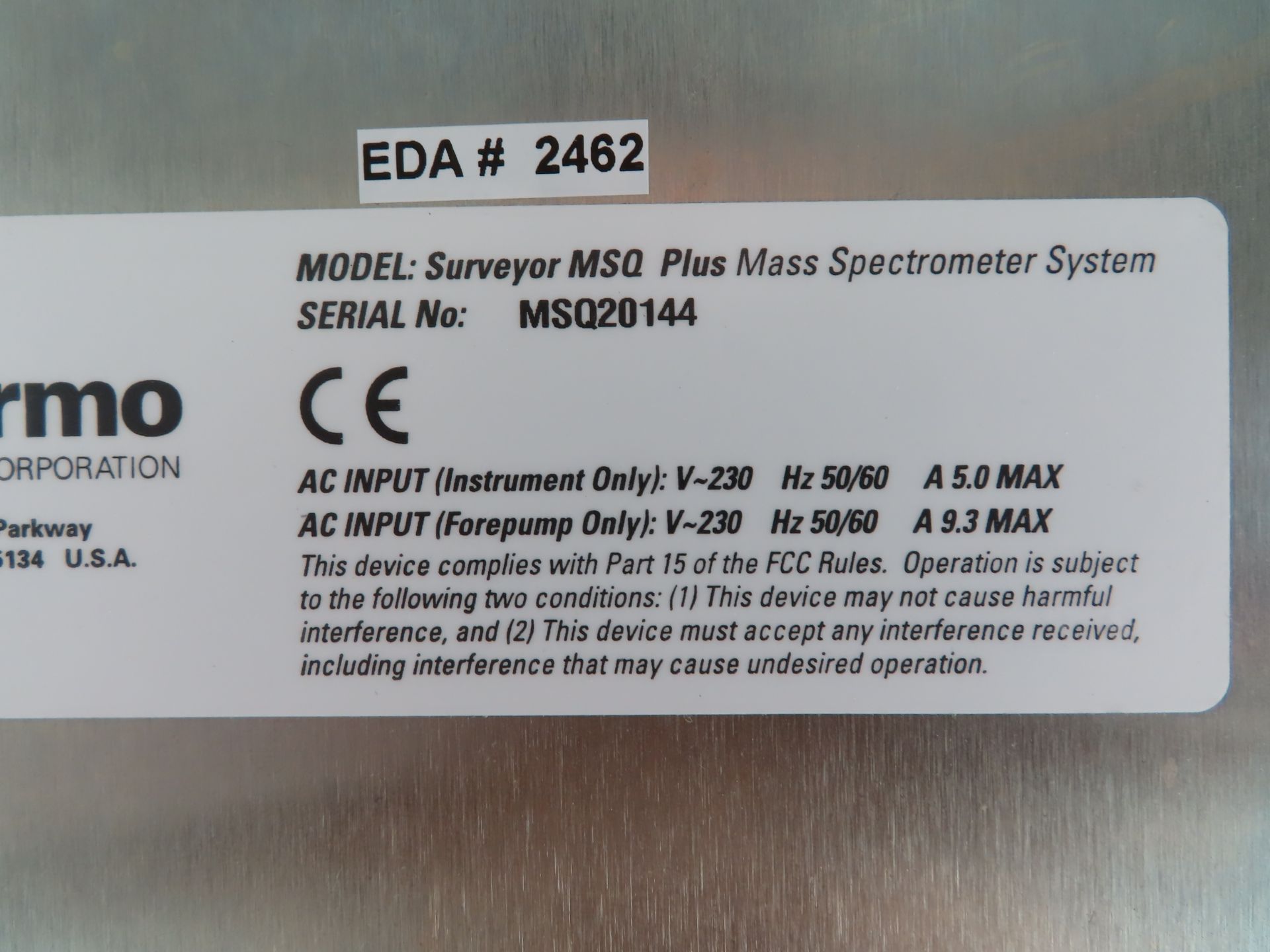 Thermo Surveyor MSQ Plus mass spectrometer, s/n MSQ20144, located in B wing, 4th floor, room 449B - Bild 2 aus 2