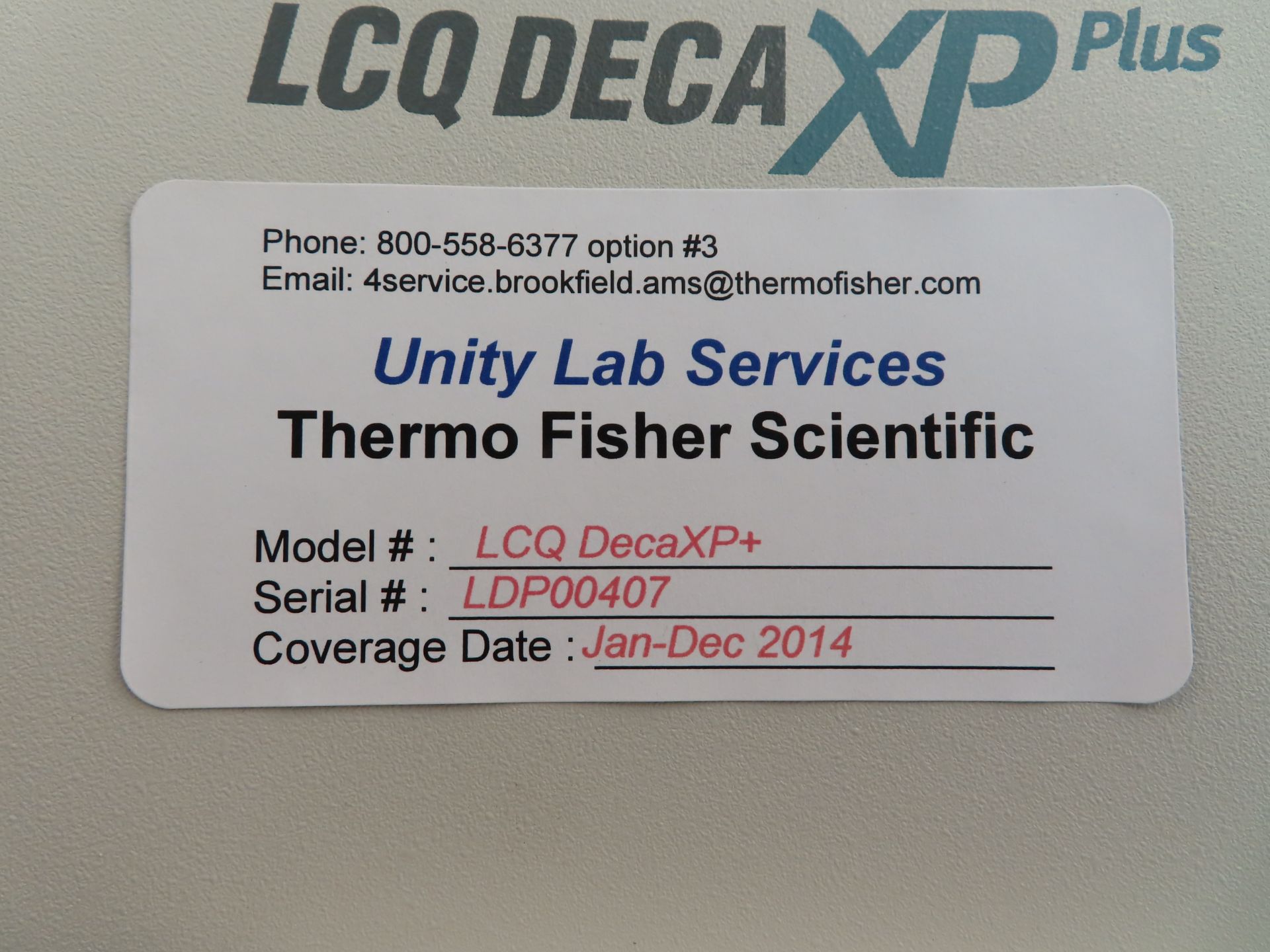 Thermo LCQ Deca XP Plus mass spectrometer, s/n LDP00407, located in B wing, 4th floor, room 449B - Image 2 of 2