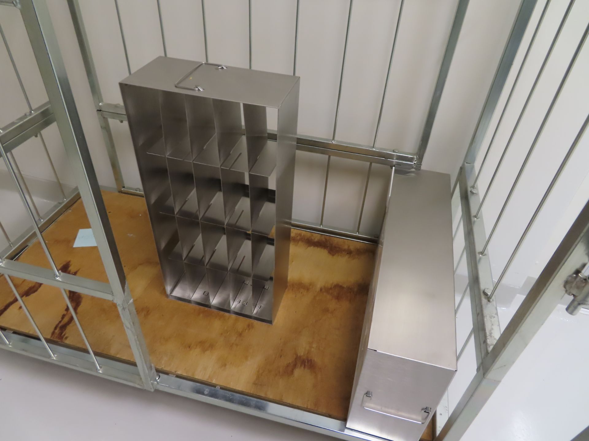 stainless 2 door gage, 46" X 24", with stainless stackable trays, located in building 5, 5th - Image 2 of 3