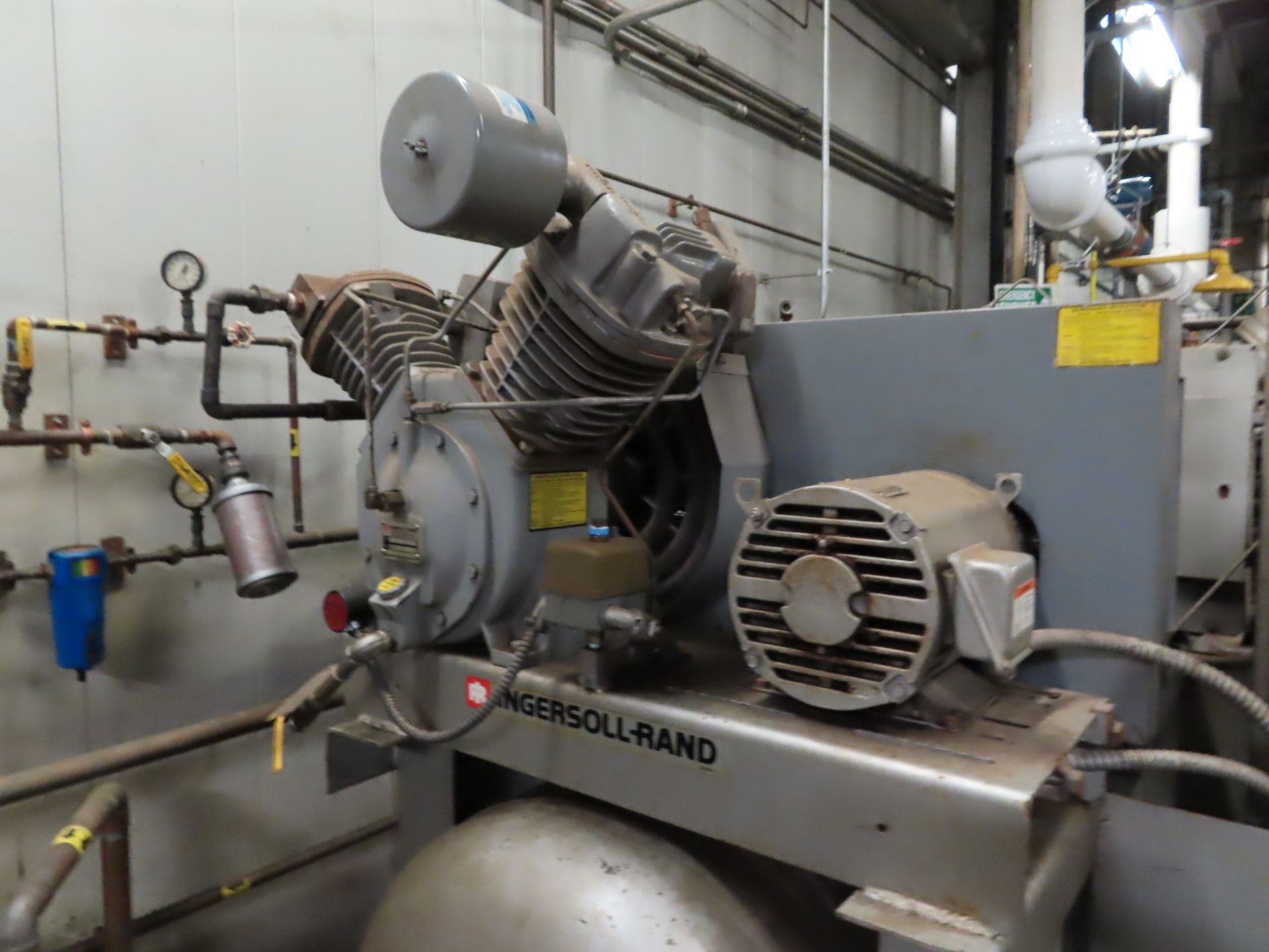 Lot of (2) Ingersoll Rand horizontal tank mount air compressors, 10 hp, both compressors mounted - Image 2 of 5