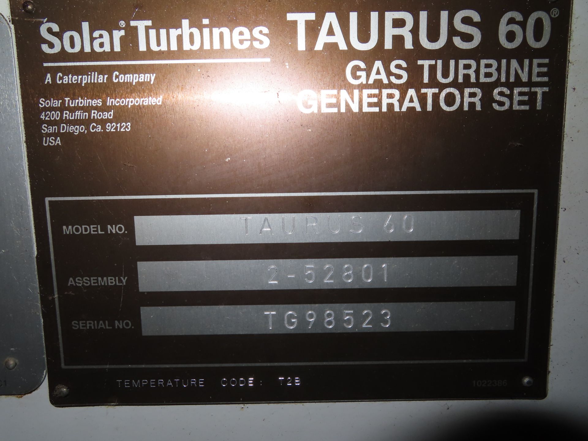 Solar model Taurus 60 turbine generator, s/n TG98523, assembly 2-52801, temp code T2B, NEMA - Image 5 of 13