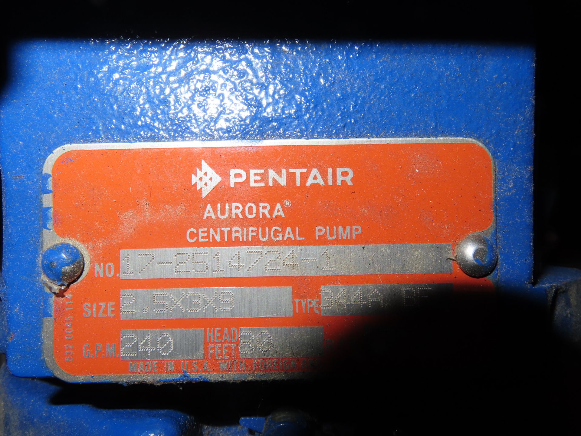 Pentair type 344A-BF centrifugal pump, no. 17-2514724-1, size 2.5 X 3 X 9 with WEG 7.5 hp motor, - Image 2 of 2