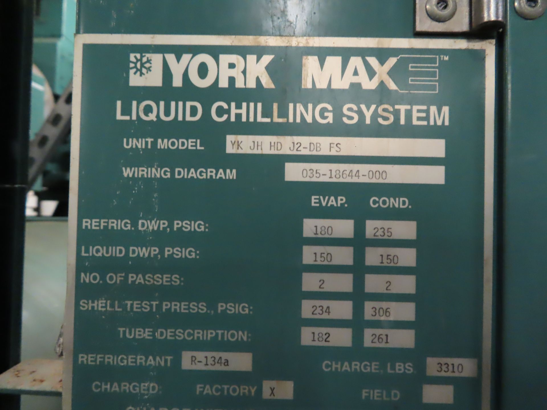 2005 York Max Centrifugal liquid chiller, unit model YKJKHDJ2-DBFS, 1,279 Ton, 976 HP, refrigerant - Image 4 of 5