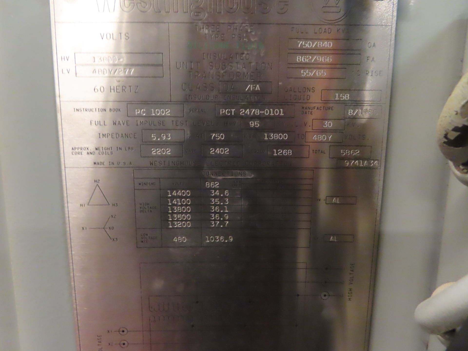 Lot including: (2) Westinghouse 3 phase, type R5L silicone fluid insulated substation transformer, - Image 5 of 9