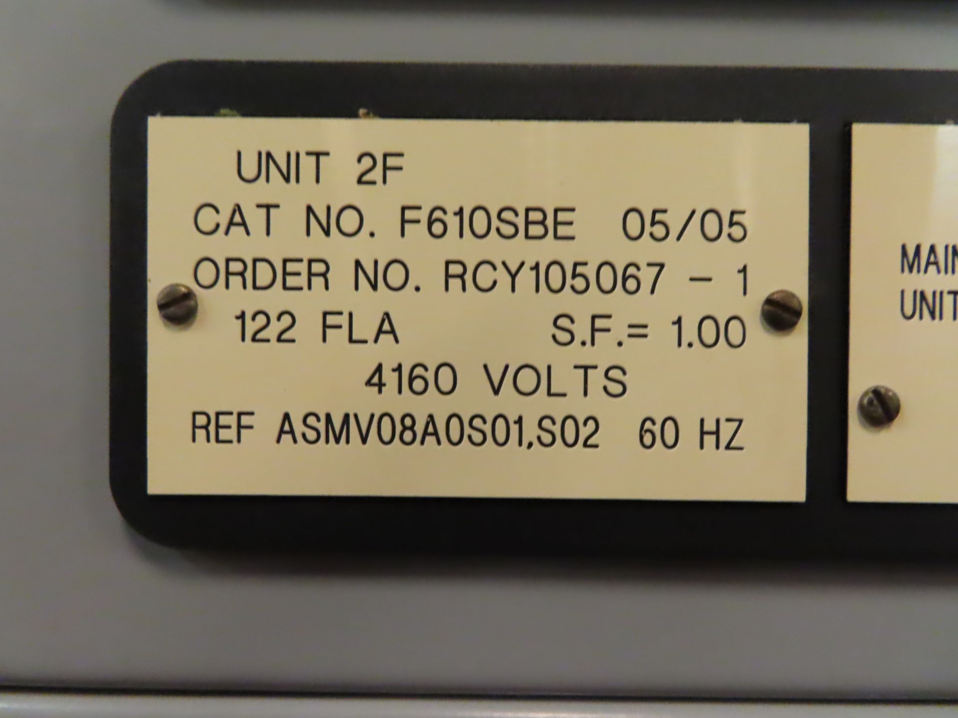 Cultler Hammer Ampgard MV motor control, 122 FLA, 4160 volt with digital control, located in CUP - Image 2 of 2