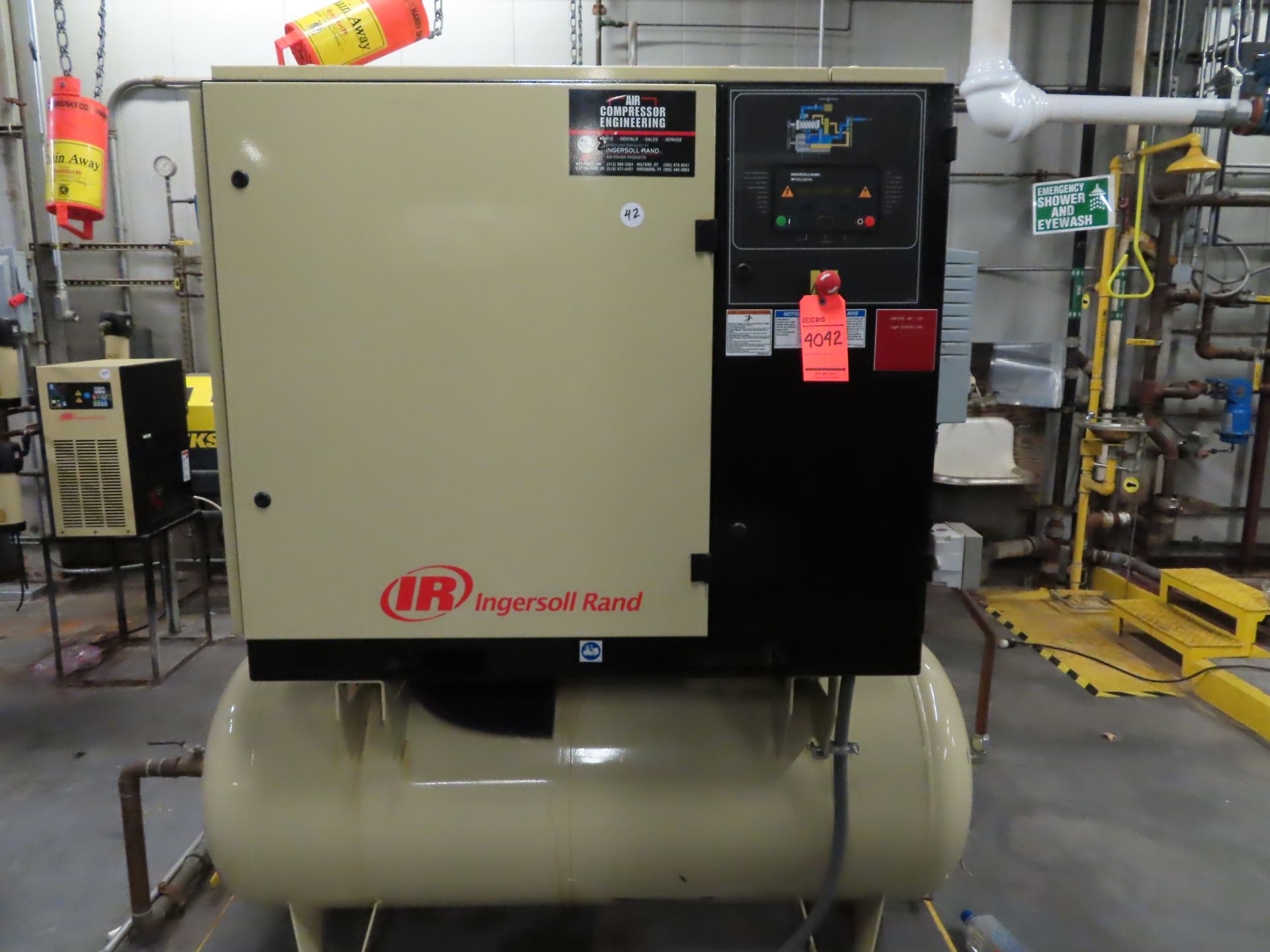 Ingersoll Rand model SSR UP6-15-125 horizontal tank mount air compressor, s/n CBV129479 (2011),