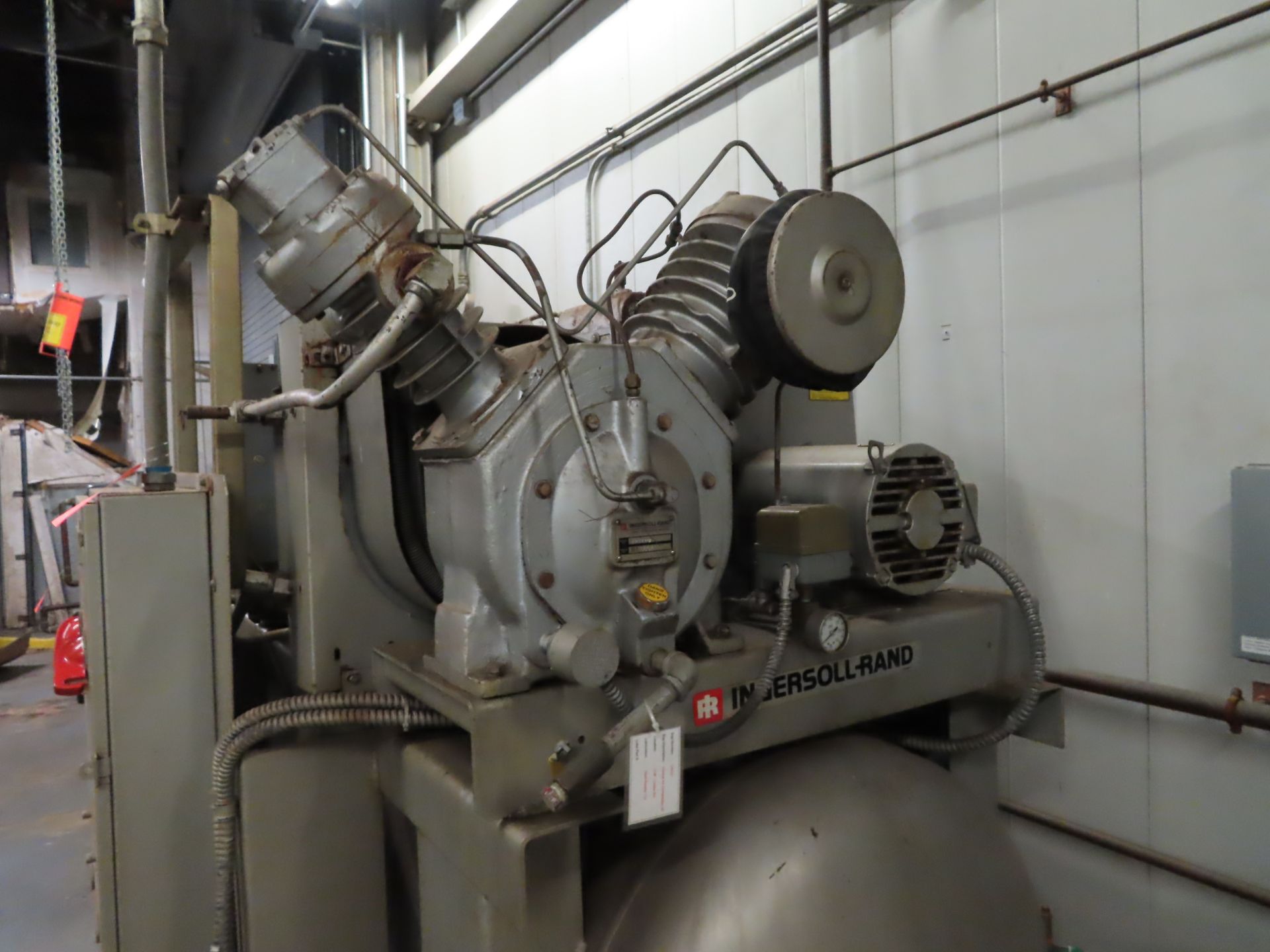 Lot of (2) Ingersoll Rand horizontal tank mount air compressors, 10 hp, both compressors mounted - Image 4 of 5