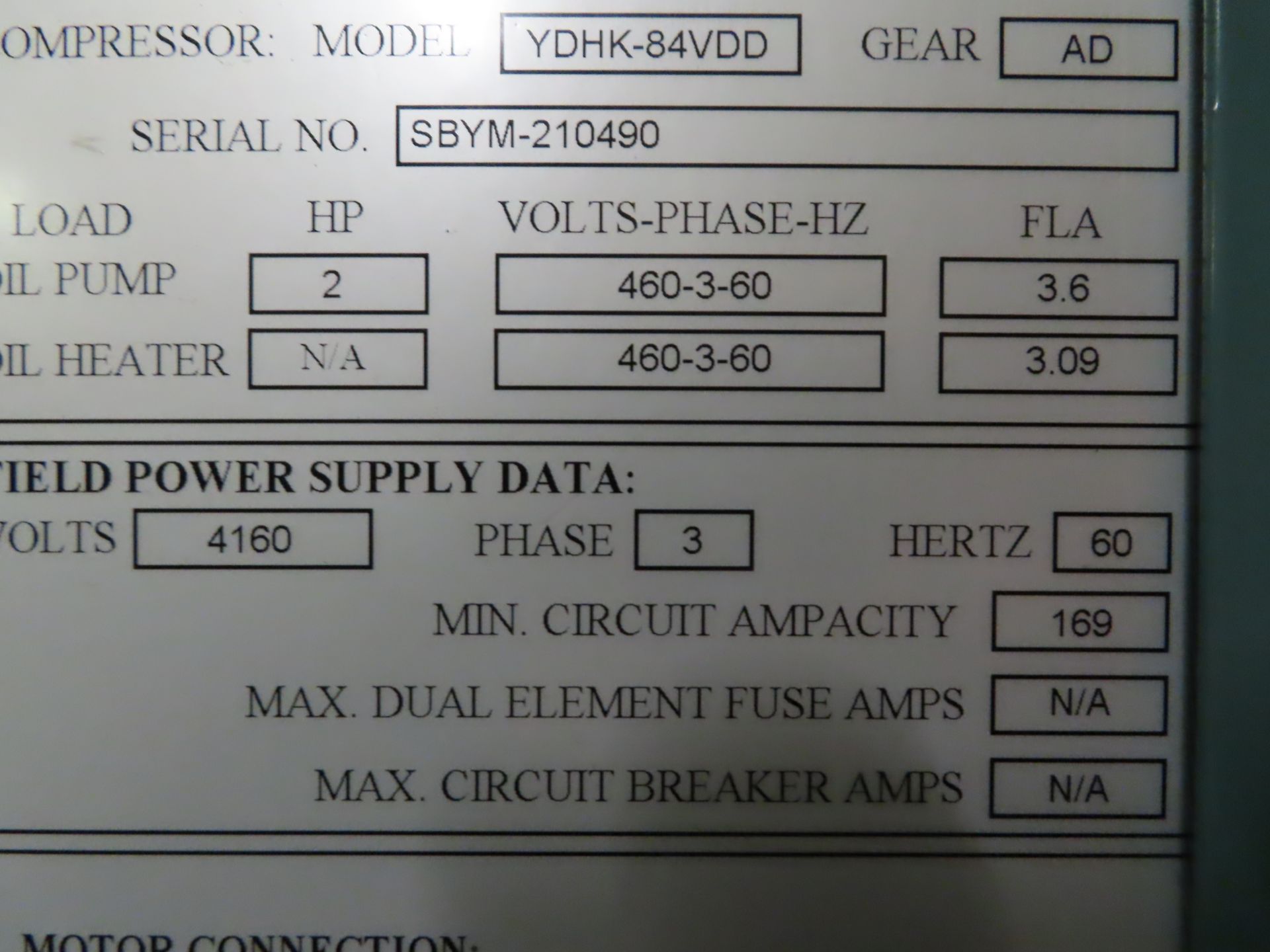 2010 York Max Centrifugal liquid chiller, unit model YKJKHDJ2-DBFS, 1,500 Ton, 1050 HP, refrigerant - Image 5 of 6