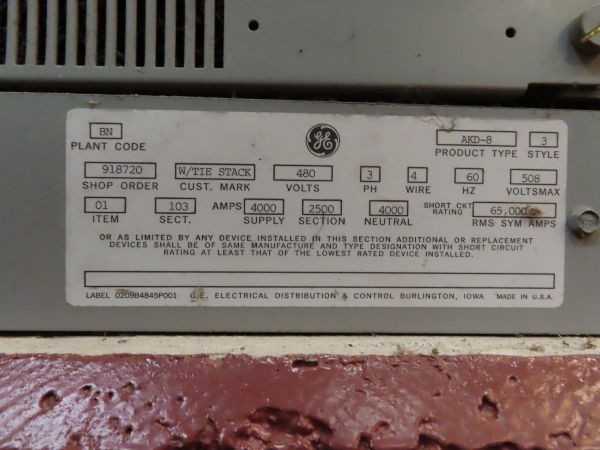 GE silicone fluid insulated unit substation transformer, s/n PFB4377001T (1998), HV 13,800, LV 480/ - Image 7 of 7