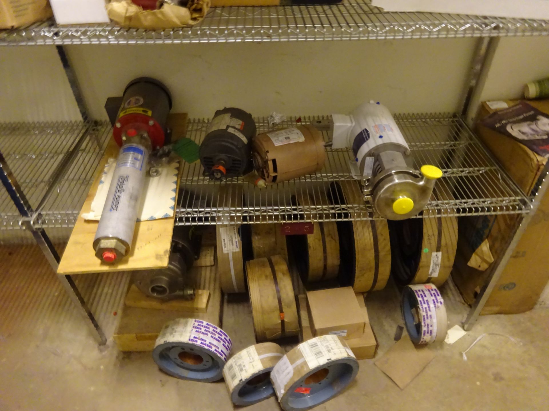 Parts and supplies store room (basement) including pumps, valves, pillow blocks, PVC, surplus - Image 7 of 10