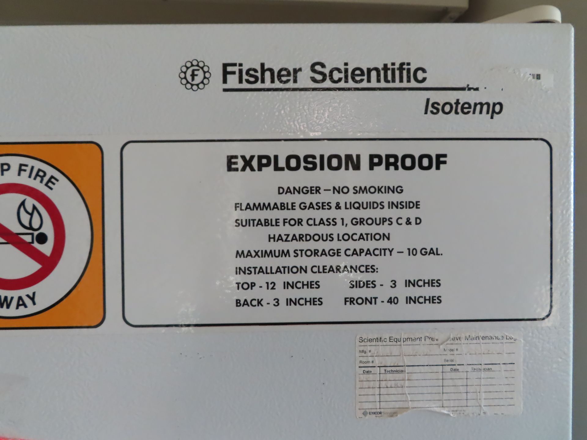 Fisher Isotemp flammable material storage refrigerator, located C wing 4th floor, room 461A - Image 2 of 2