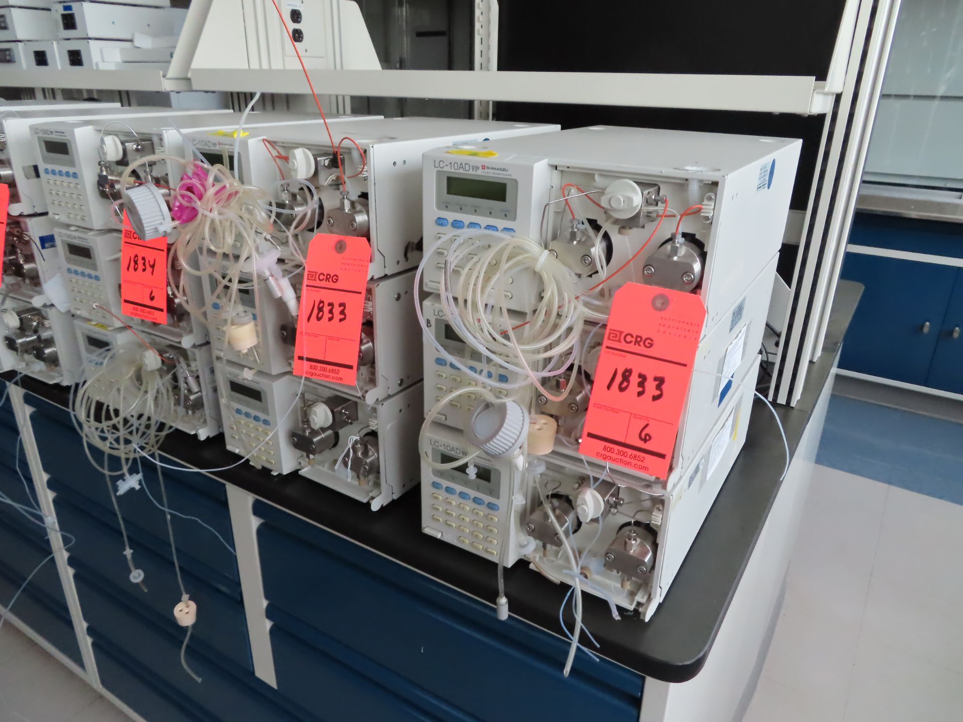 Lot of (6) Shimadzu LC-10AD VP liquid chromatograph pumps, located in B wing, 4th floor, room 435E