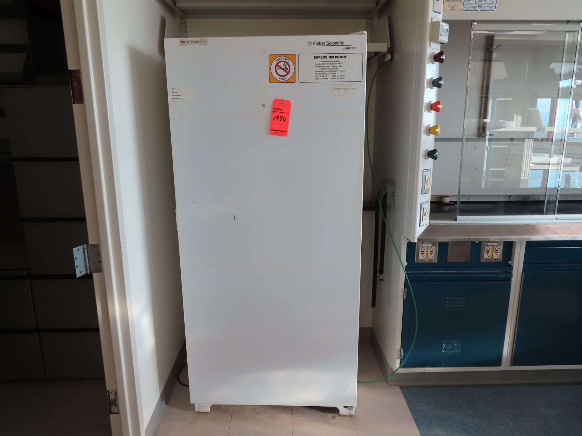 Fisher Isotemp flammable material storage refrigerator, located C wing 4th floor, room 461A