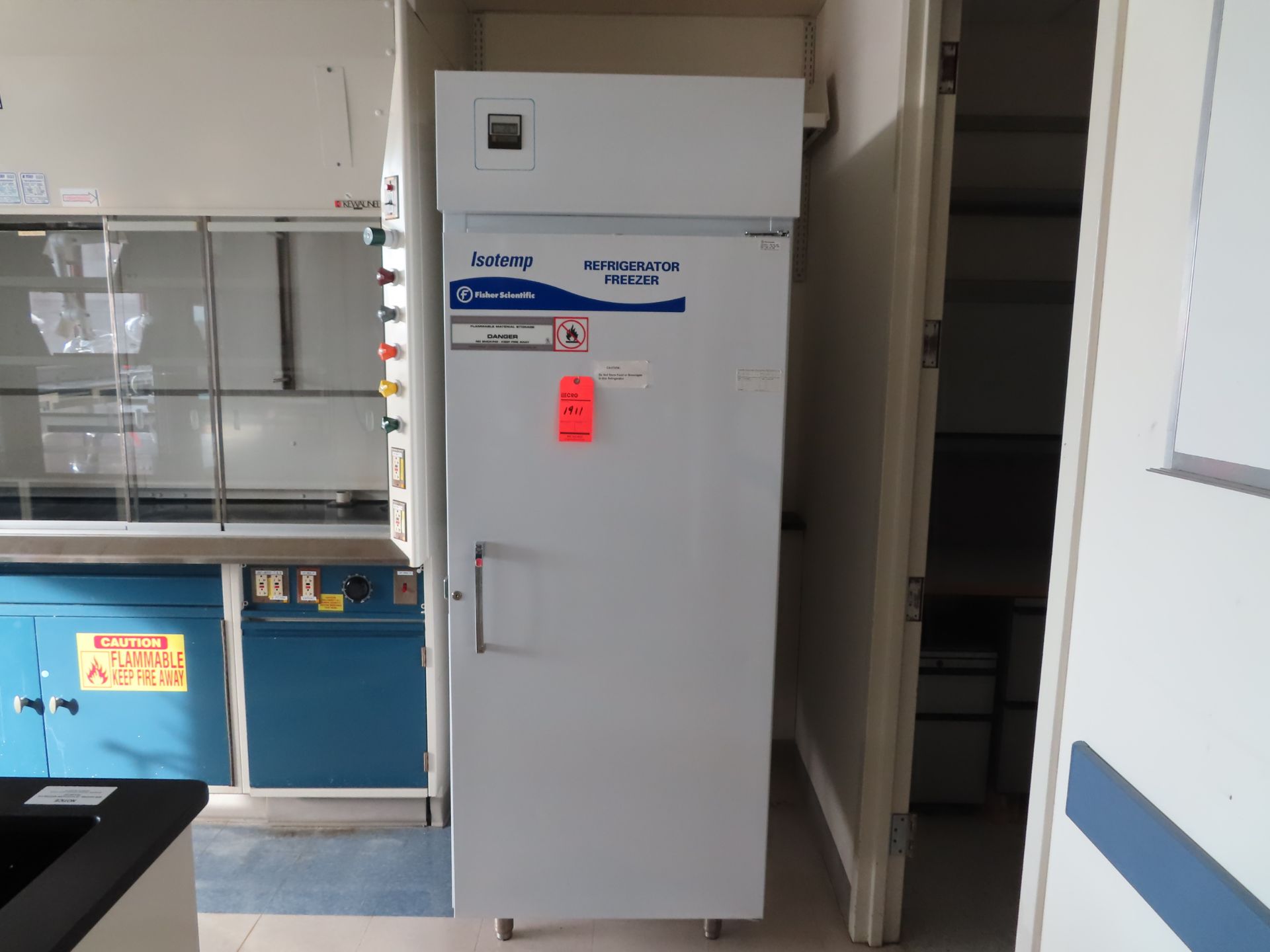 Fisher Isotemp flammable material storage refrigerator, located C wing 4th floor, room 465A