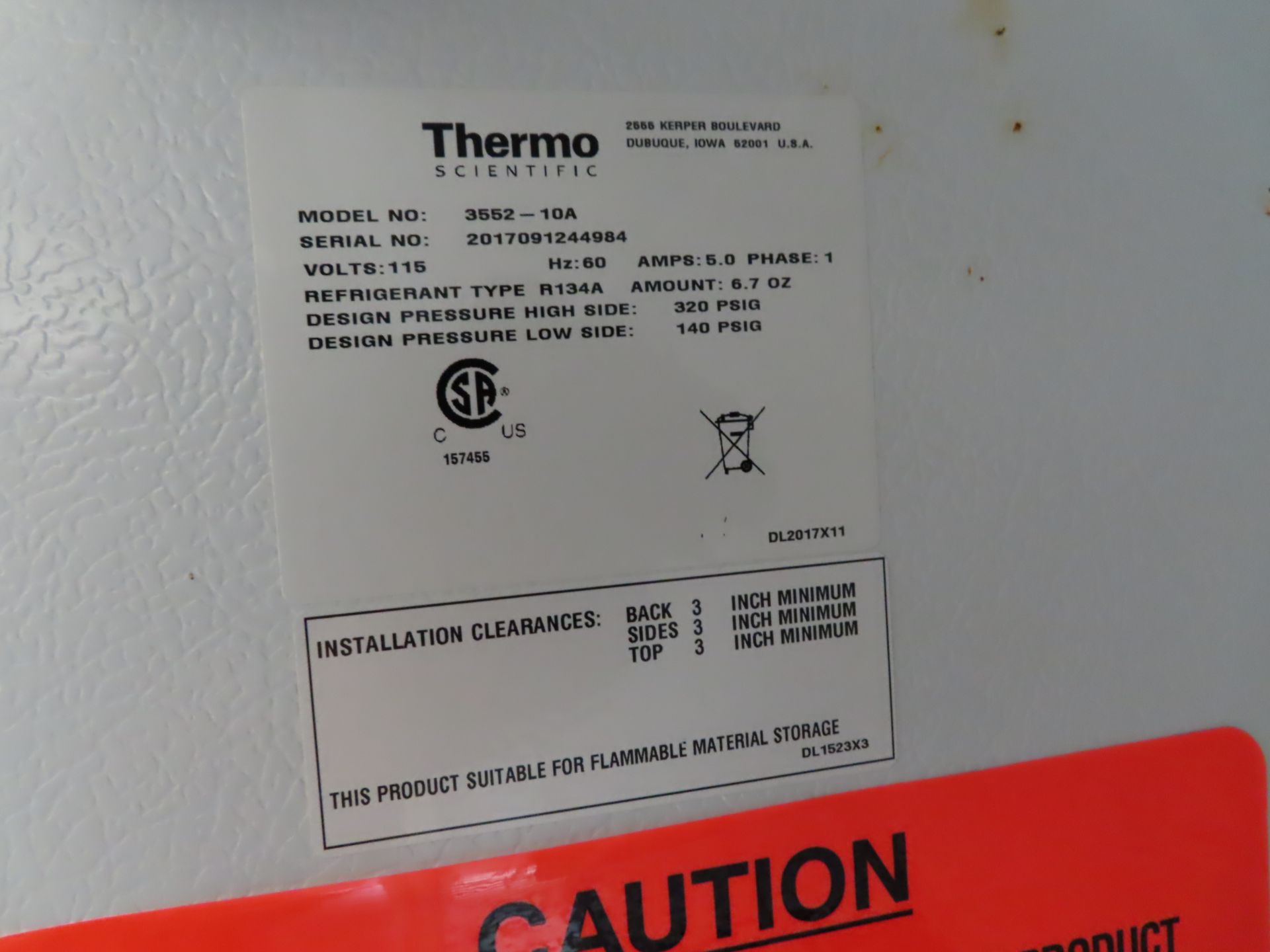 Thermo flammable material storage refrigerator, located in D wing, 4th floor, room 494A - Bild 2 aus 2