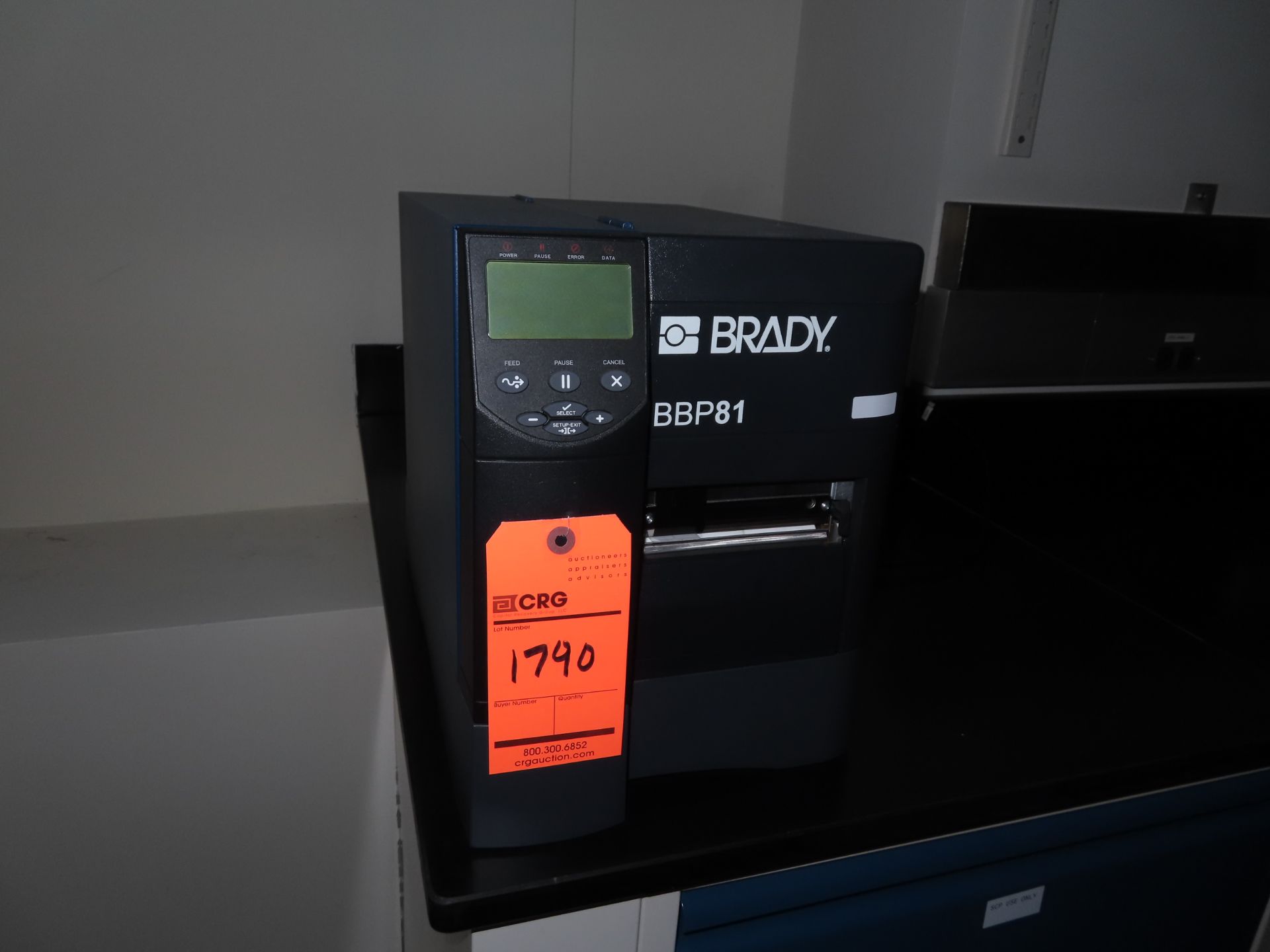 Brady BBP 81 thermal barcode label printer, located in B wing, 4th floor, room 442A