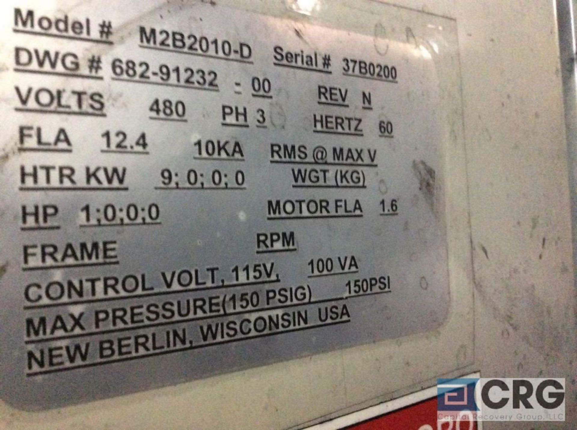 Sterling hot water temperature control unit, mn M2B2010-D, sn 37B0200, 480 volt, 3 phase, 150 psi - Image 2 of 2