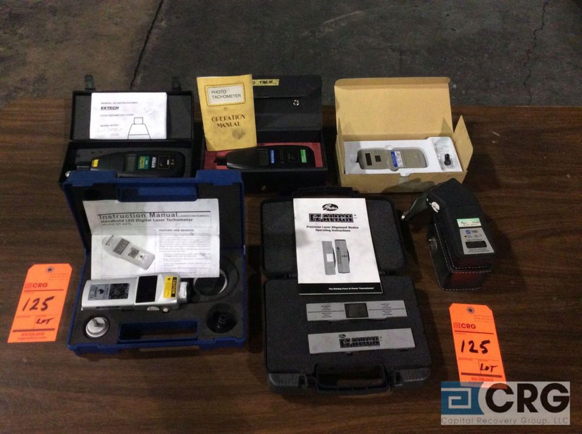 Lot of (6) digital testers including Gates laser alignment device, and (5) asst tachometers