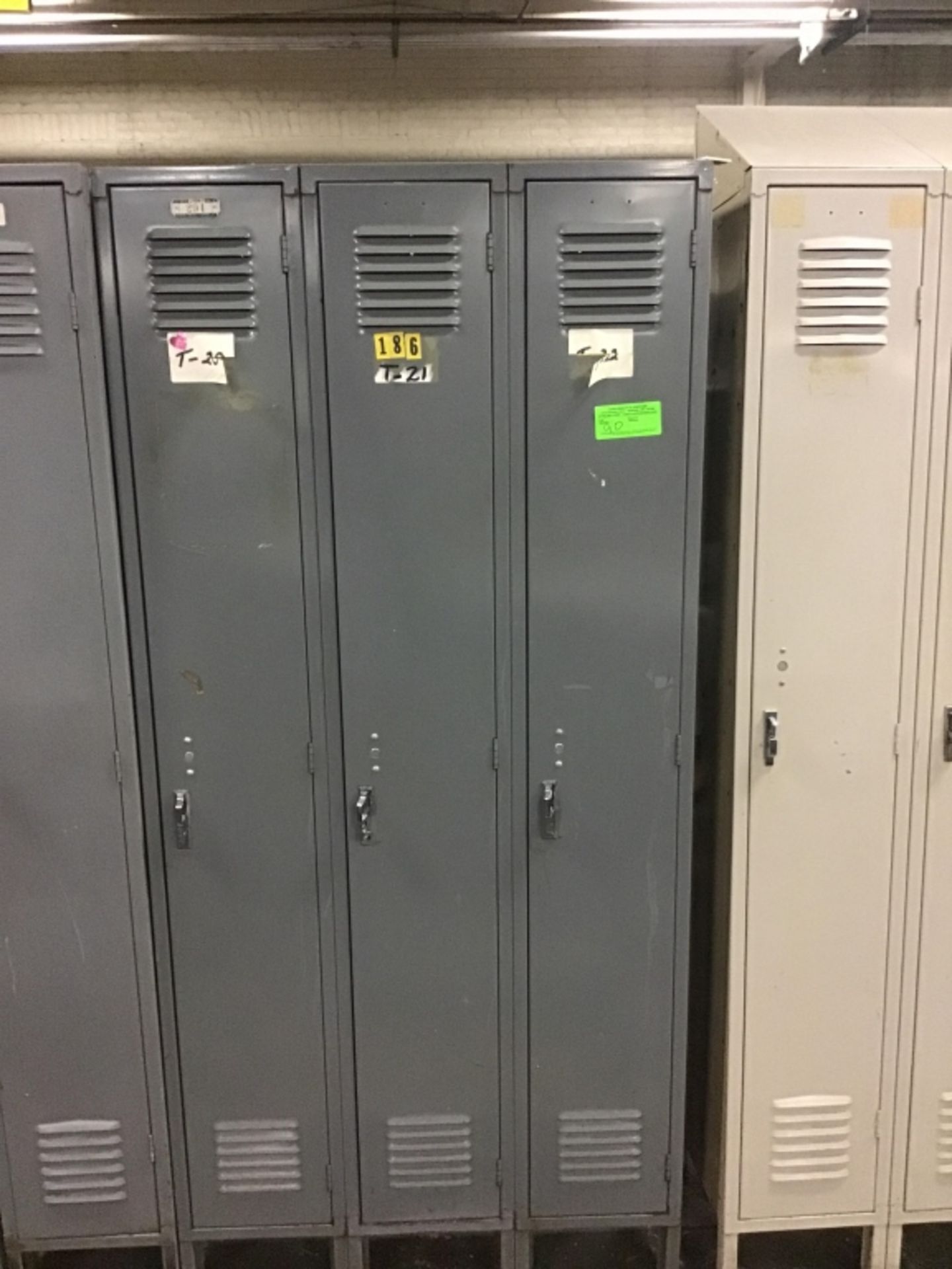 Three sections of single side lockers