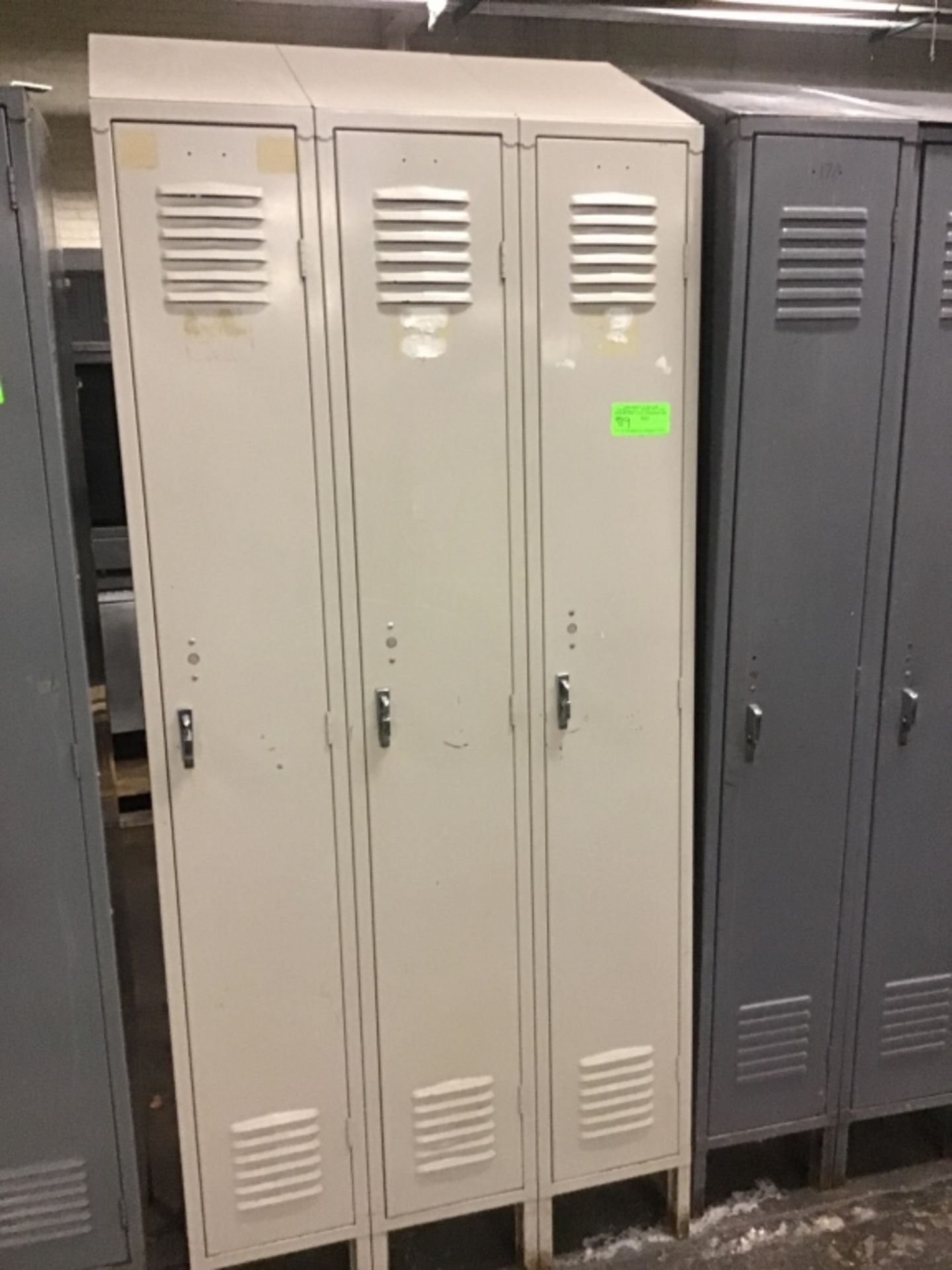 Three sections of single sided lockers