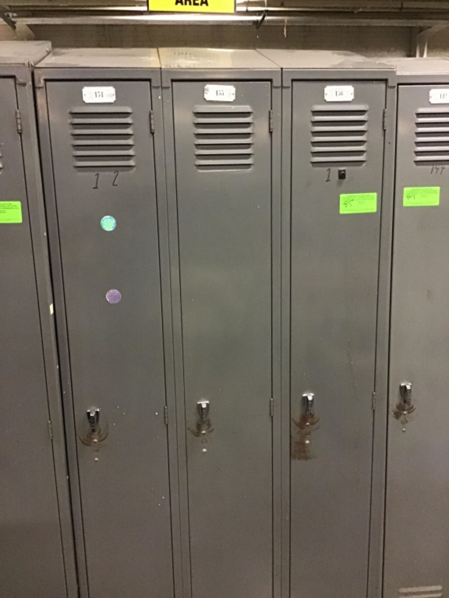 Three sections of single sided lockers