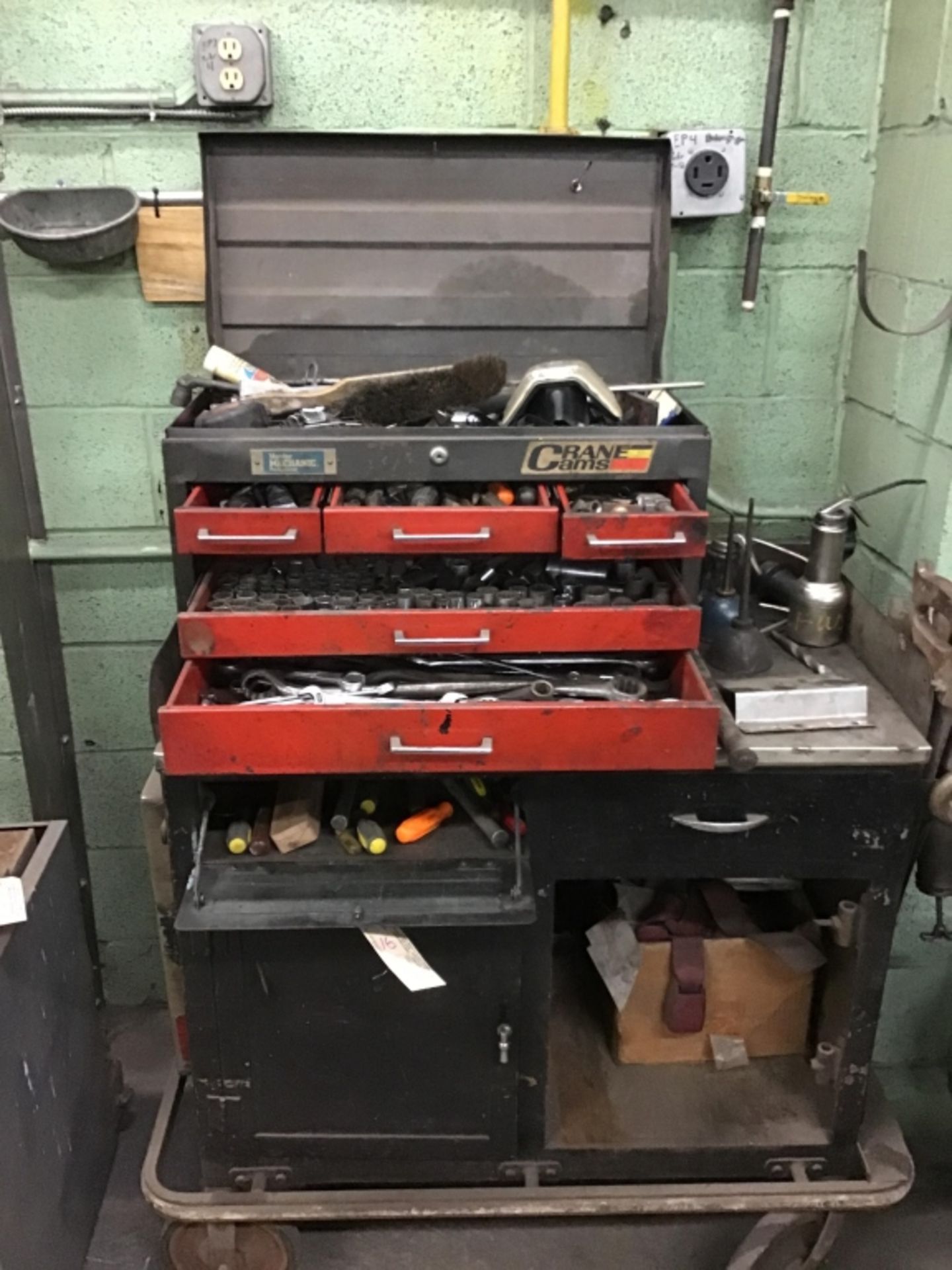 Toolbox and contents on a cart