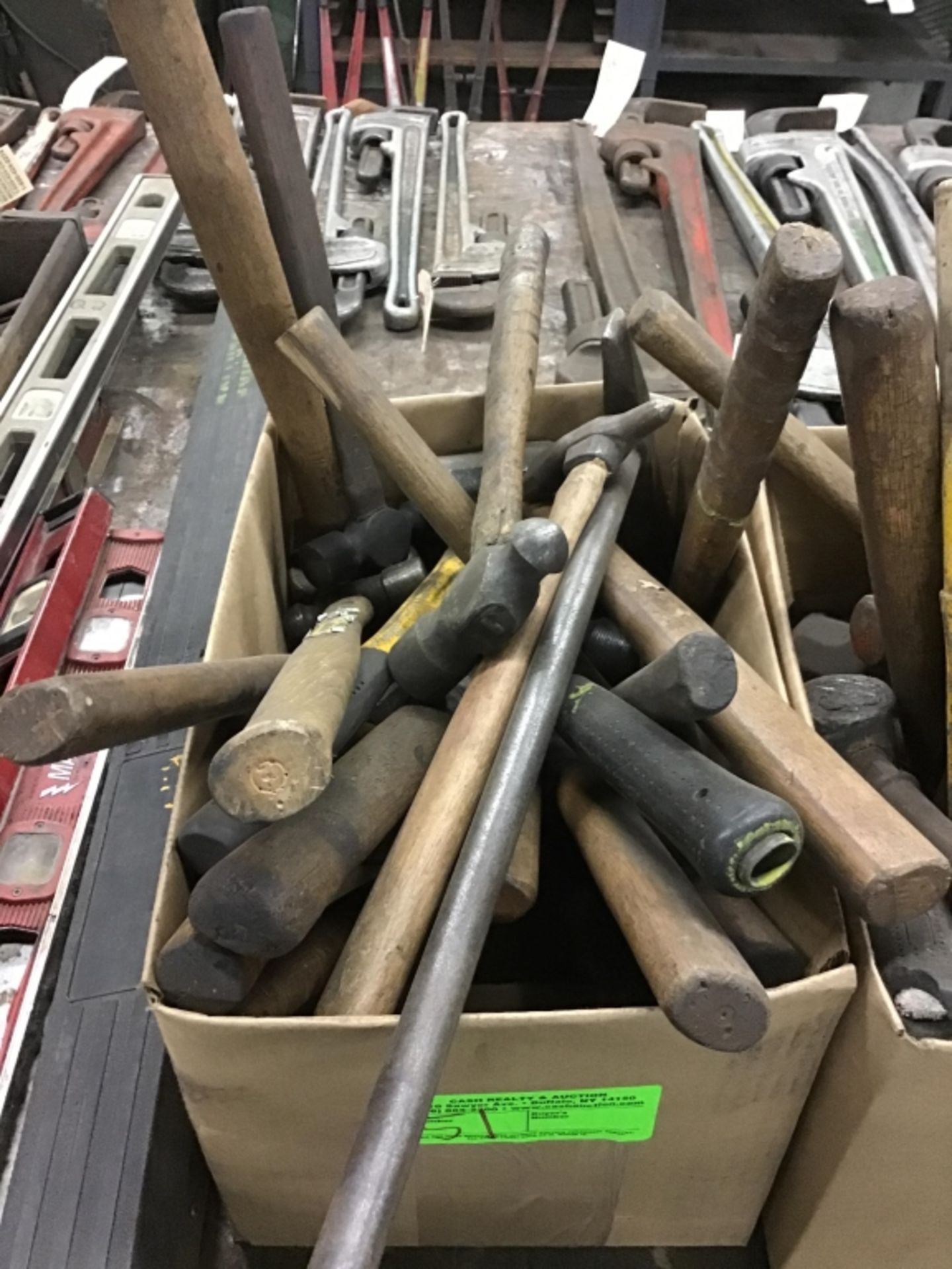 Box of miscellaneous hammers