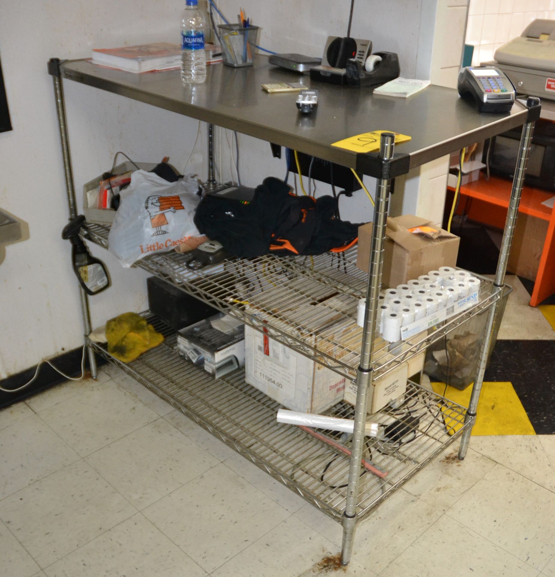 24" X 48" STAINLESS STEEL PREP TABLE, STAINLESS TOP & METRO SHELVES