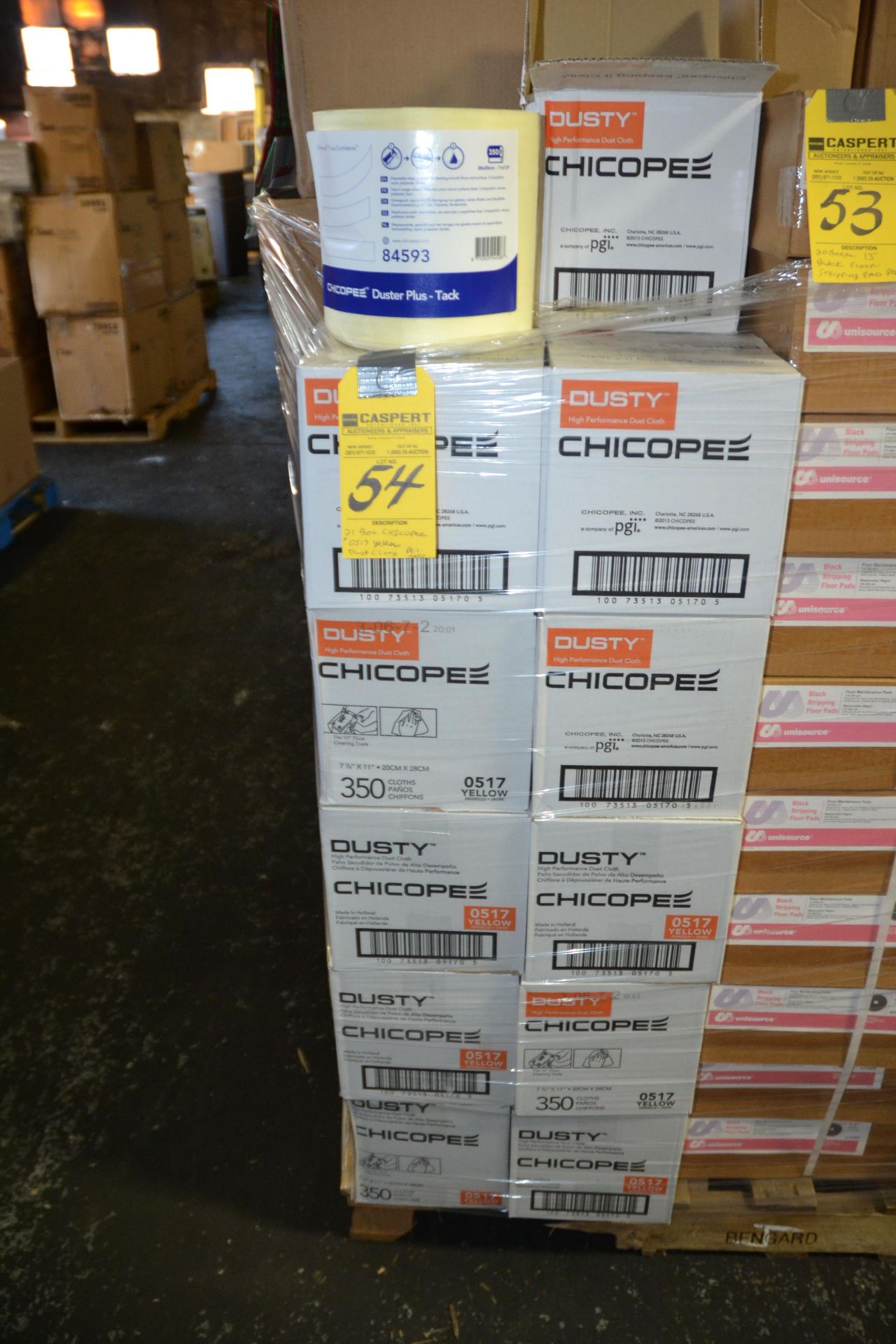 BOXES OF CHICOPEE YELLOW DUST CLOTHS