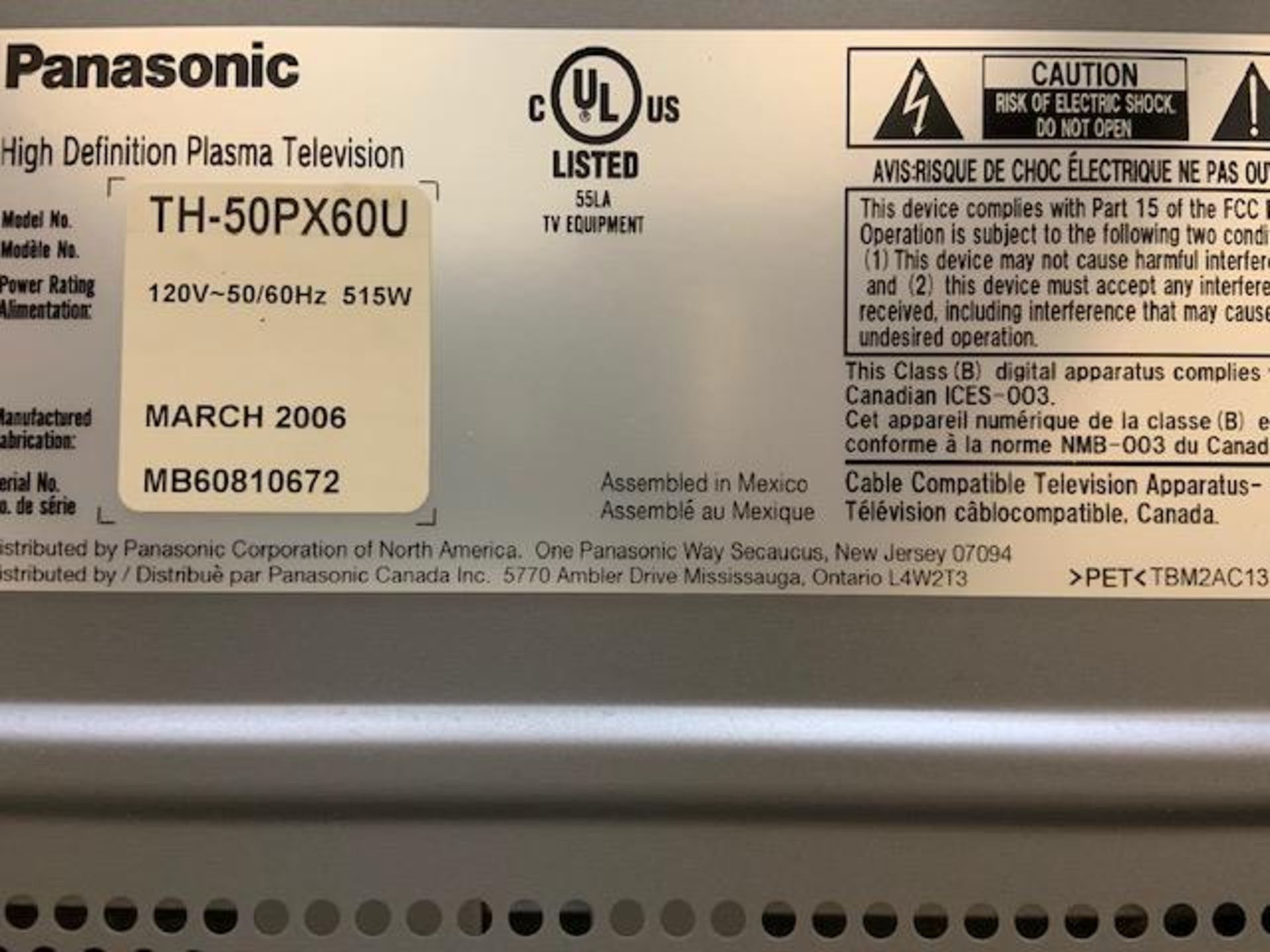 Panasonic 50" Flat Screen Television - Image 2 of 2