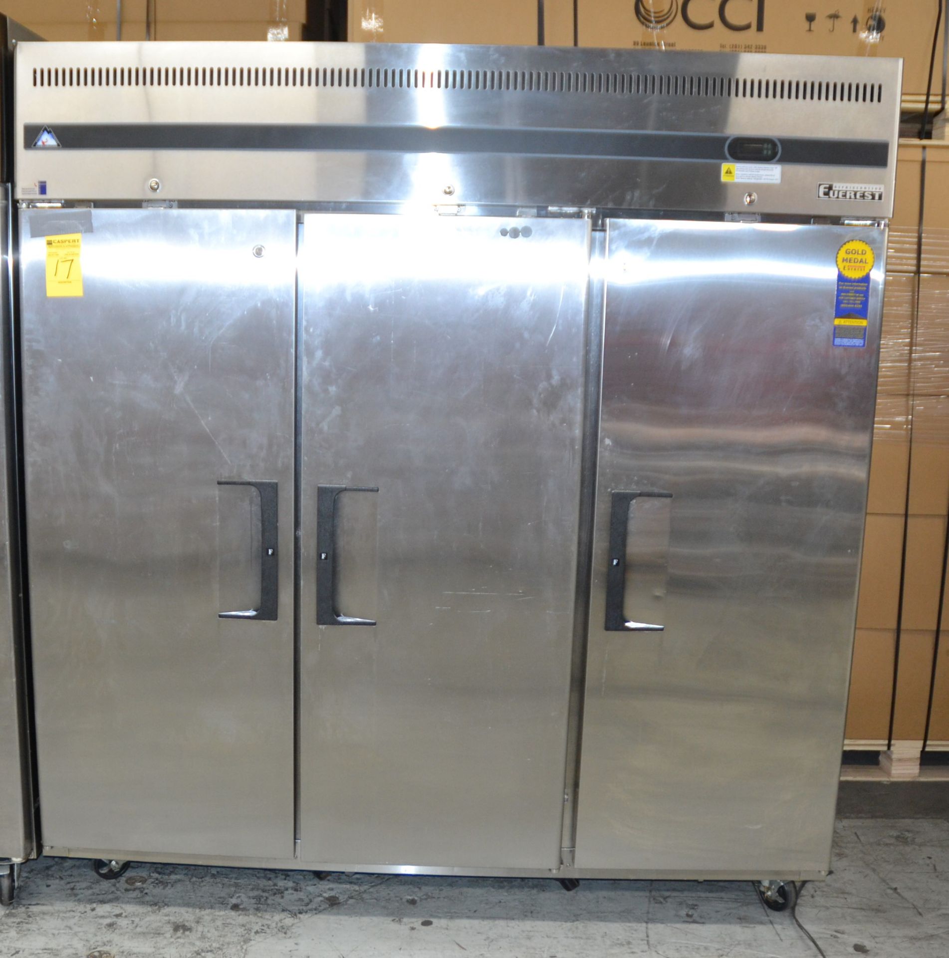 Everest Stainless Steel 3-Door Freezer, Model ESF3