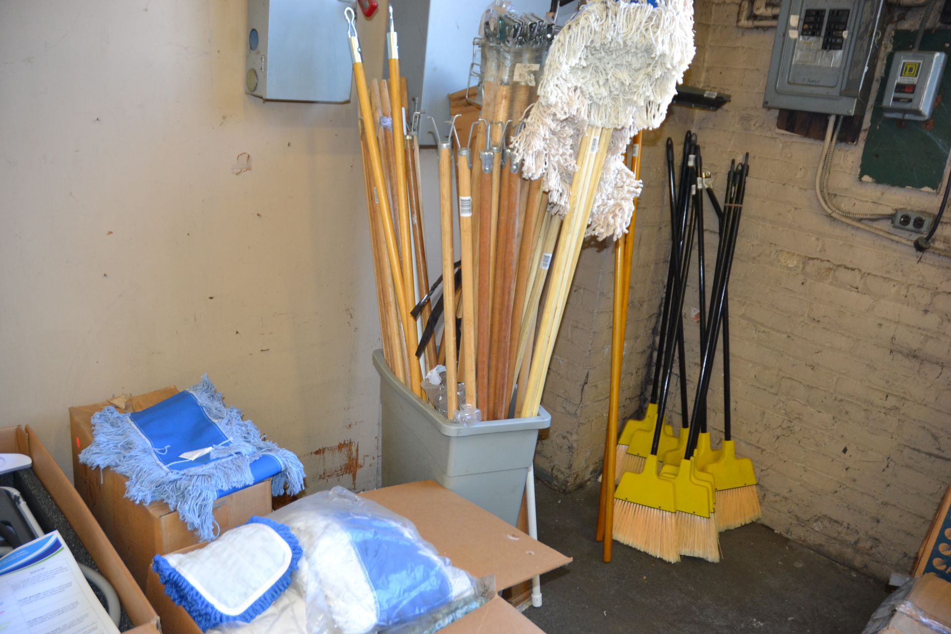 Lot - 2 Chemical Dispensers, Dust Mops, Broom Sticks - Image 2 of 2
