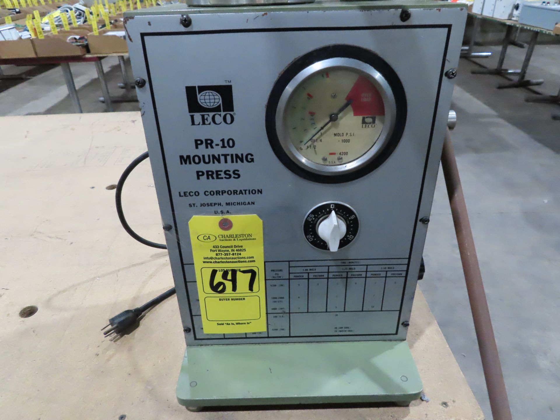 Leco PR-10 mounting press, with 802-669, 115v, as always, with Brolyn LLC auctions, all lots can - Image 2 of 6