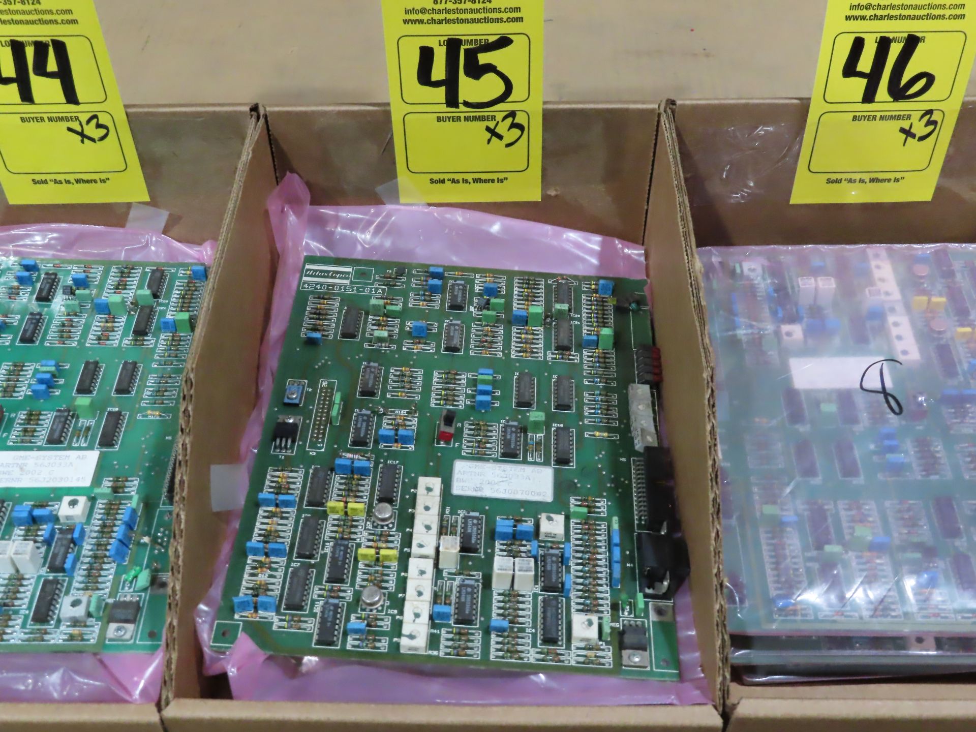 Qty 3 Altas Copco model 56J033A control boards, as always, with Brolyn LLC auctions, all lots can be