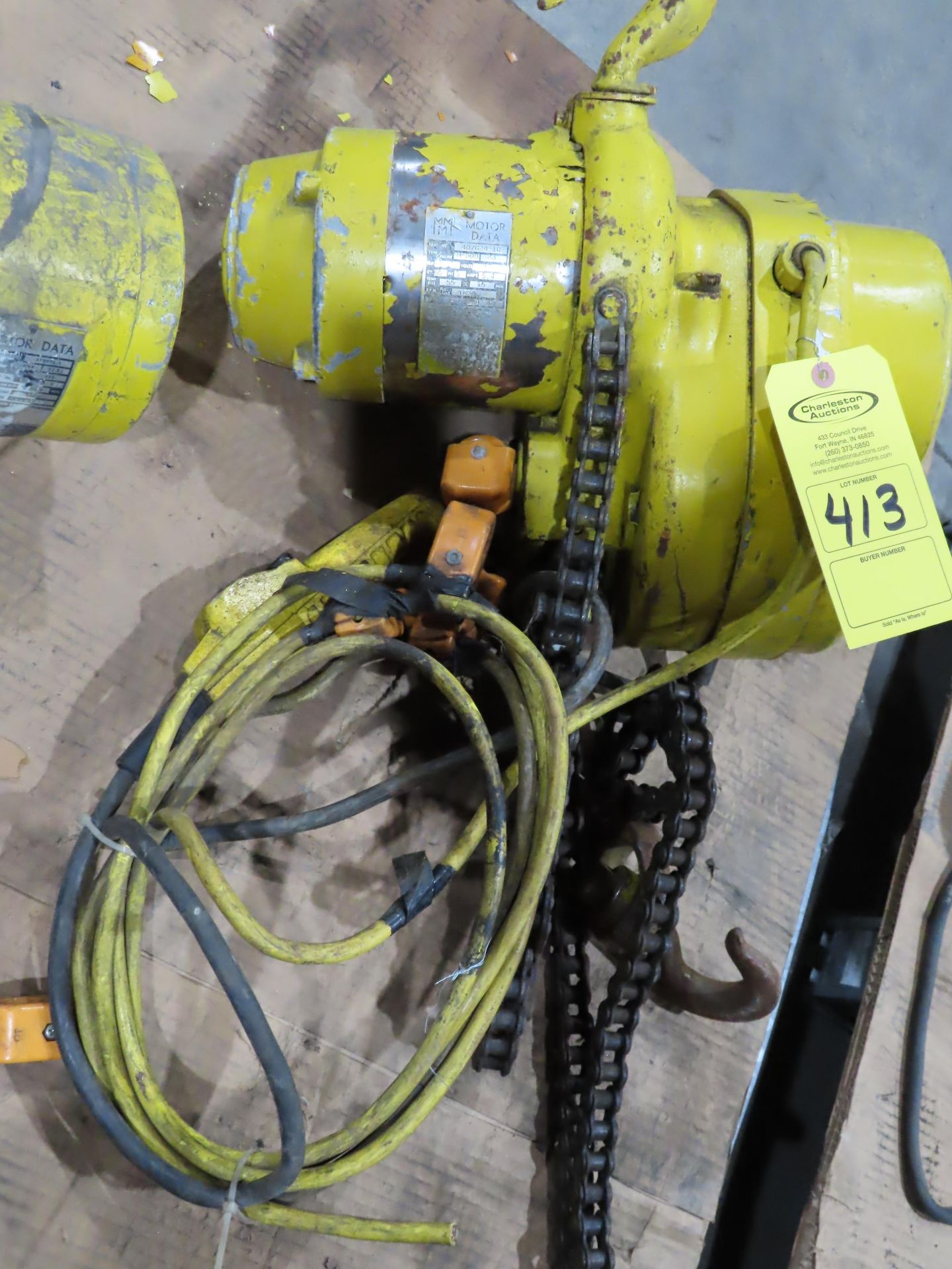 Budgit 1 ton hoist model 407624-10 type H-508, 1hp, 220v 3 phase, as always, with Brolyn LLC - Image 2 of 3