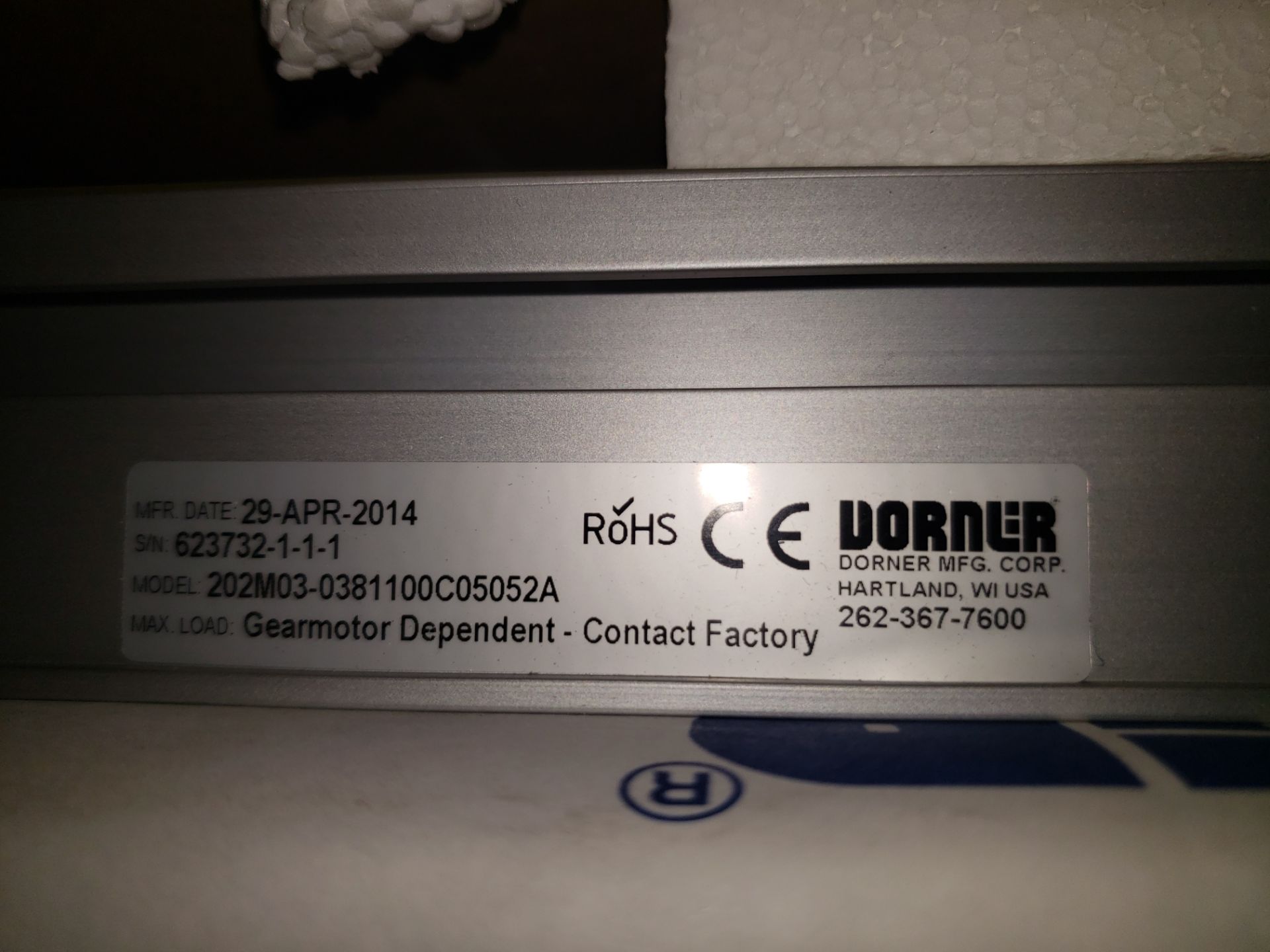 DORNER BELT CONVEYOR MODEL-202M03-03811DOC05052A S#623732-1-1-1 - Image 2 of 2