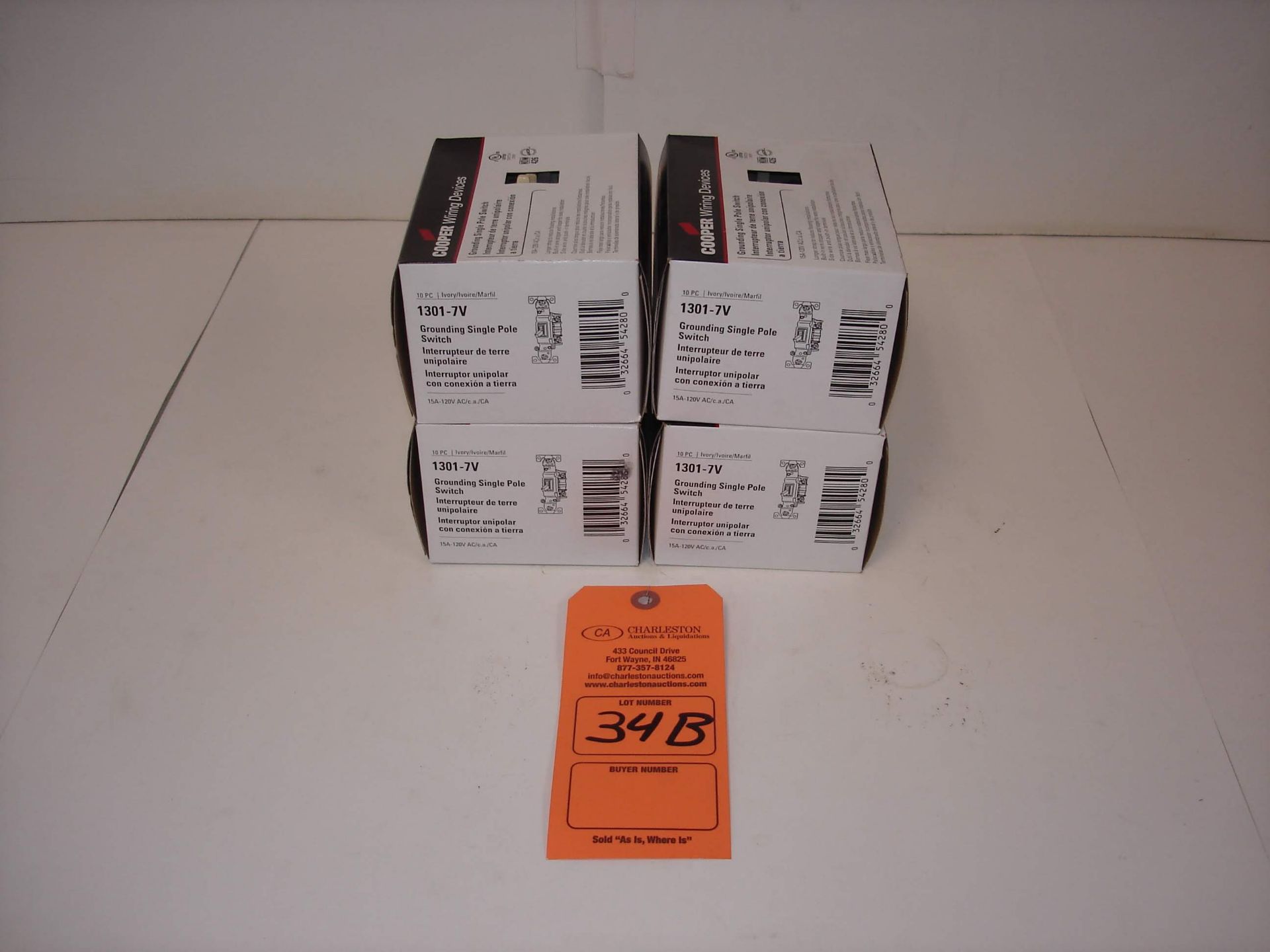 (4) COOPER 1301-7V IVORY SWITCH 10/BOX REFER TO PHOTOS!