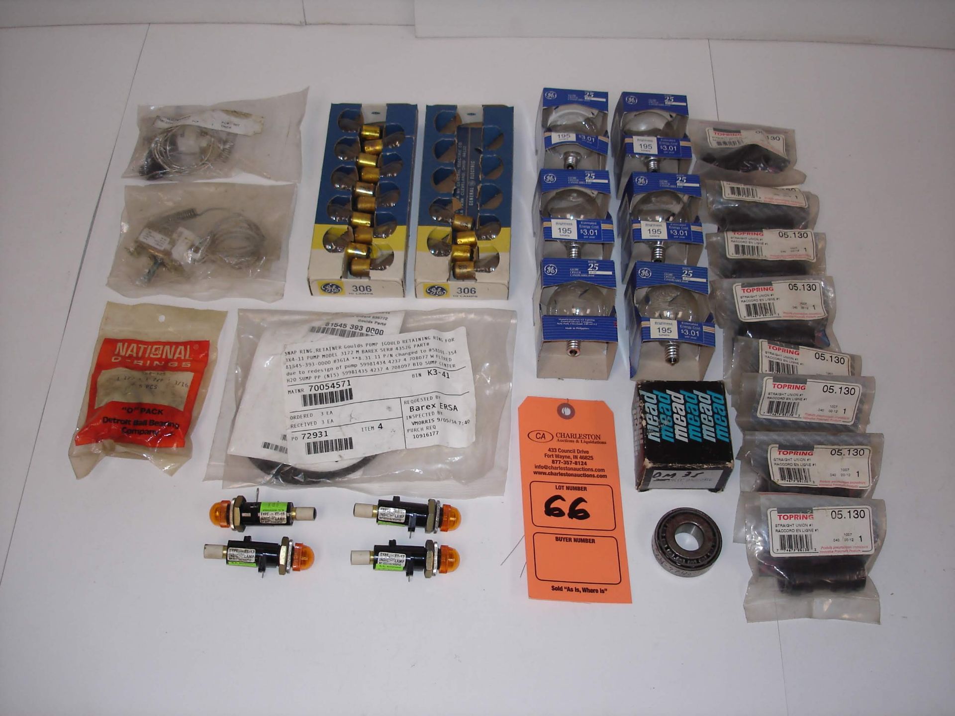 (26) MISC BRANDED INDUSTRIAL FITTINGS, BULBS, AND MORE: GE 25 GC BULB AND ALL OTHER ITEMS INCLUDED