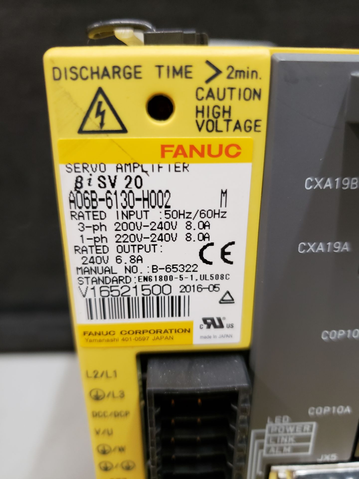 FANUC SERVO AMPLIFIER MODEL-A06B-6130-H002 - Image 2 of 2