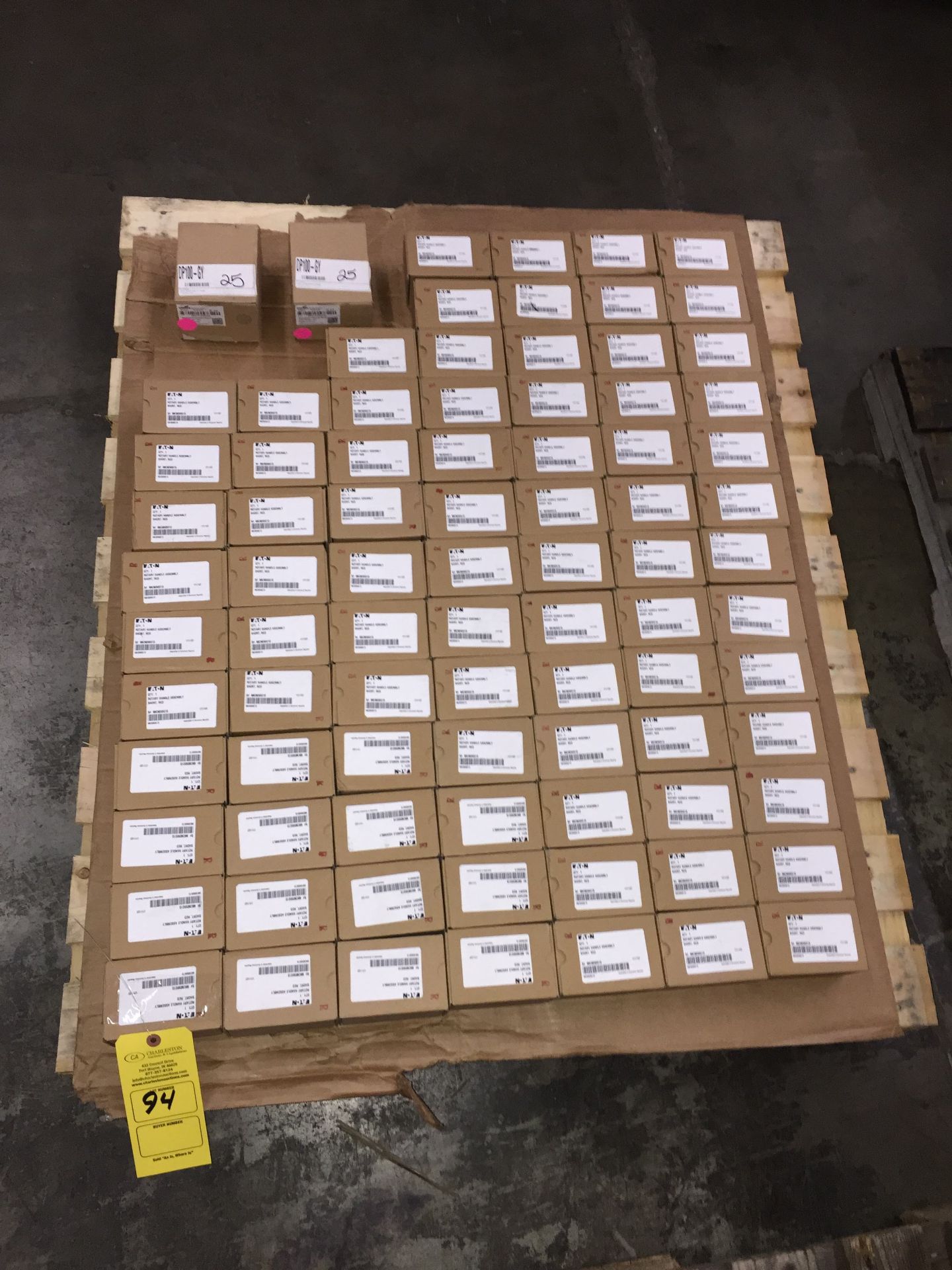 PALLET OF (APPROX. 50) EATON ROTARY HANDLE ASSEMBLY (2) COOPER TERMINAL BLOCKS